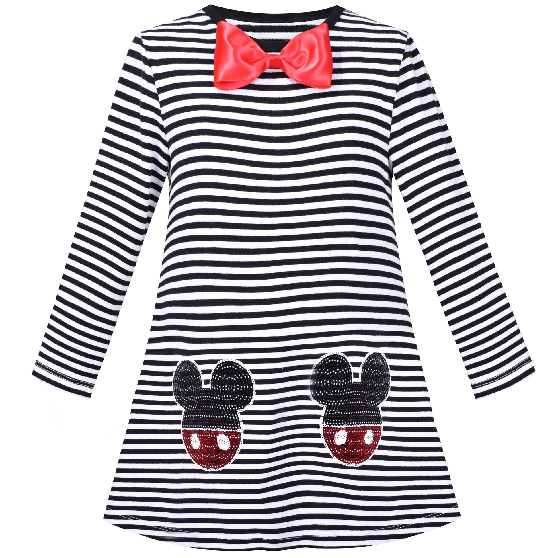Girls Dress Long Sleeve Christmas Reindeer Snow Holiday Party Black