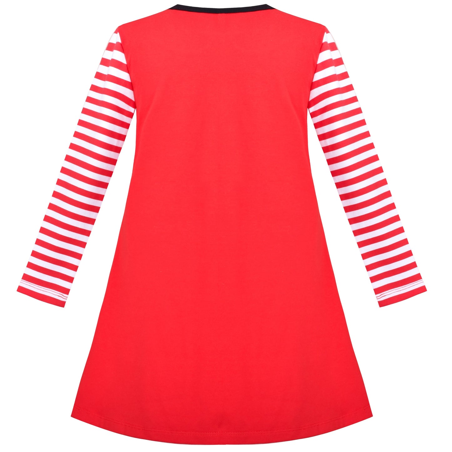 Girls Dress Long Sleeve Christmas Reindeer Snow Holiday Party Red