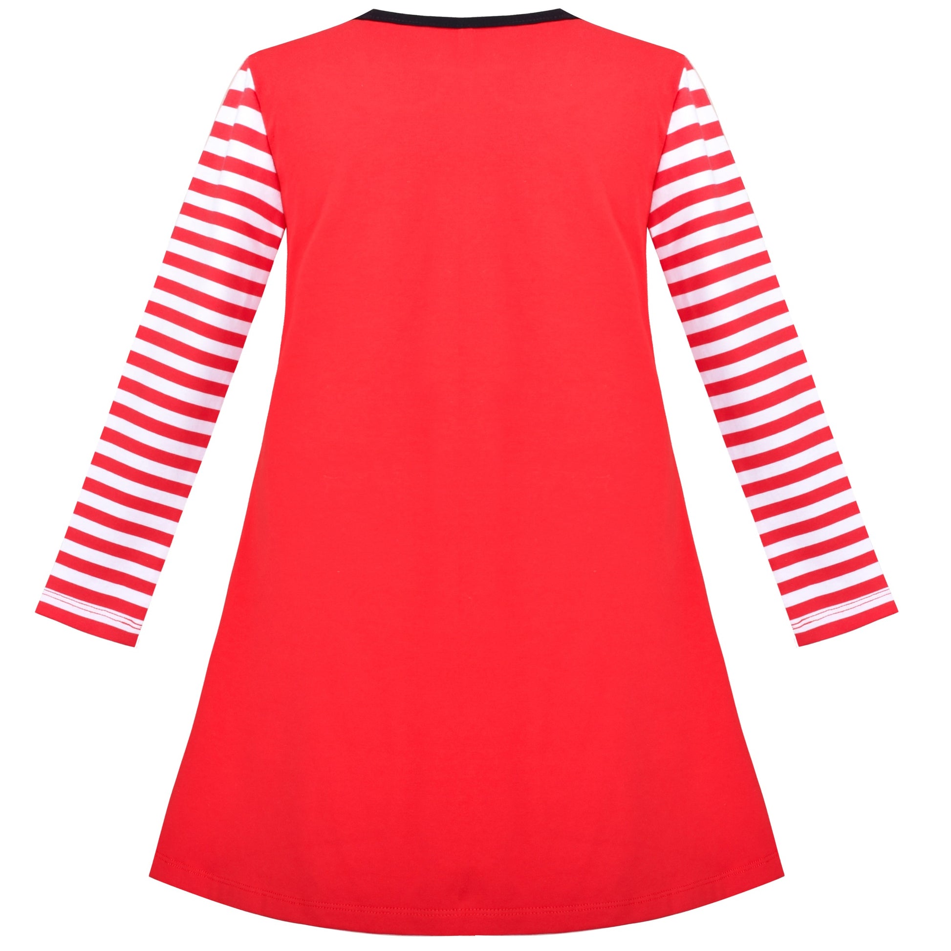 Girls Dress Long Sleeve Christmas Reindeer Snow Holiday Party Red