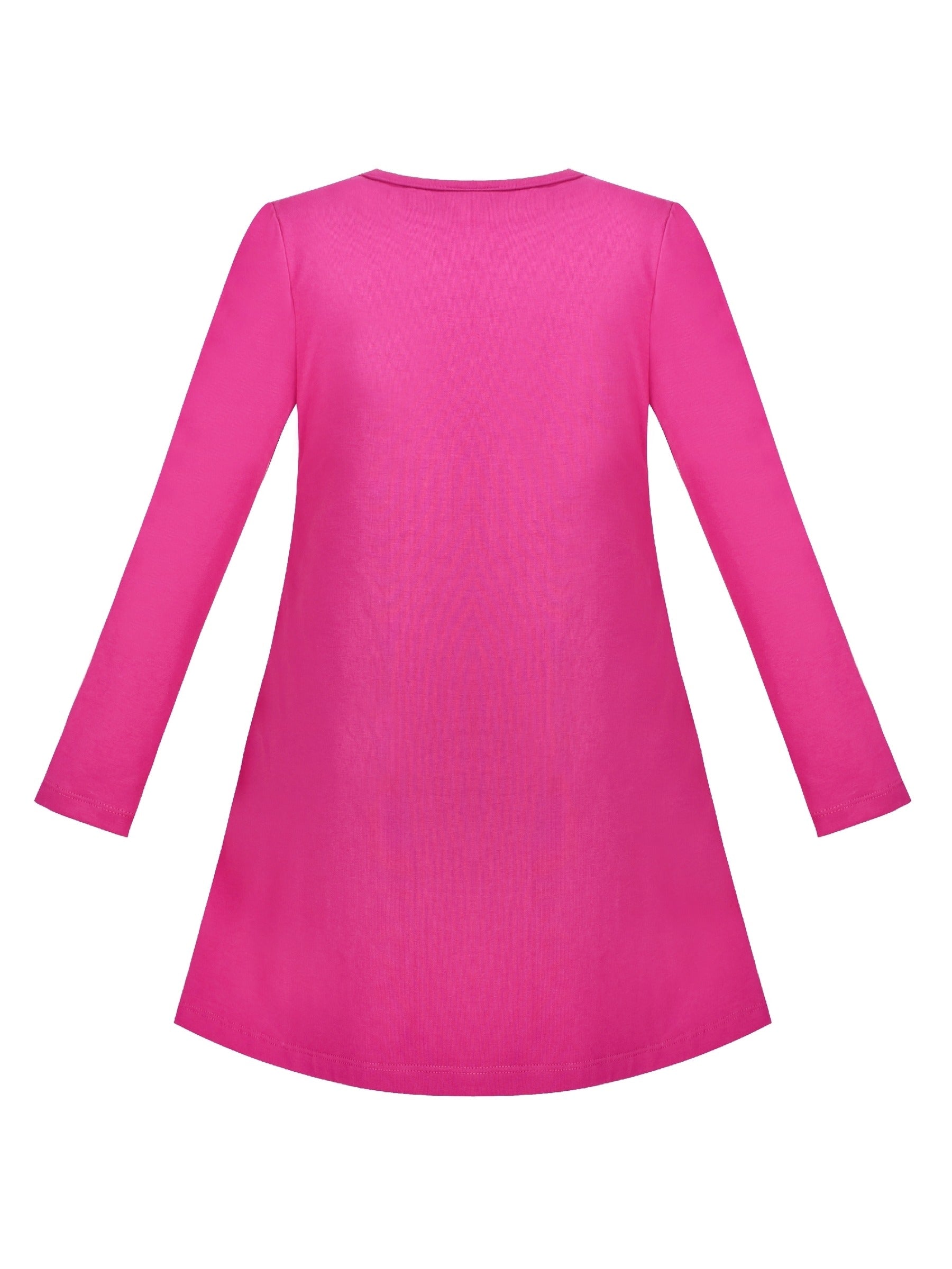 Girls Dress Christmas Santa Pink Cotton Long Sleeve Pink