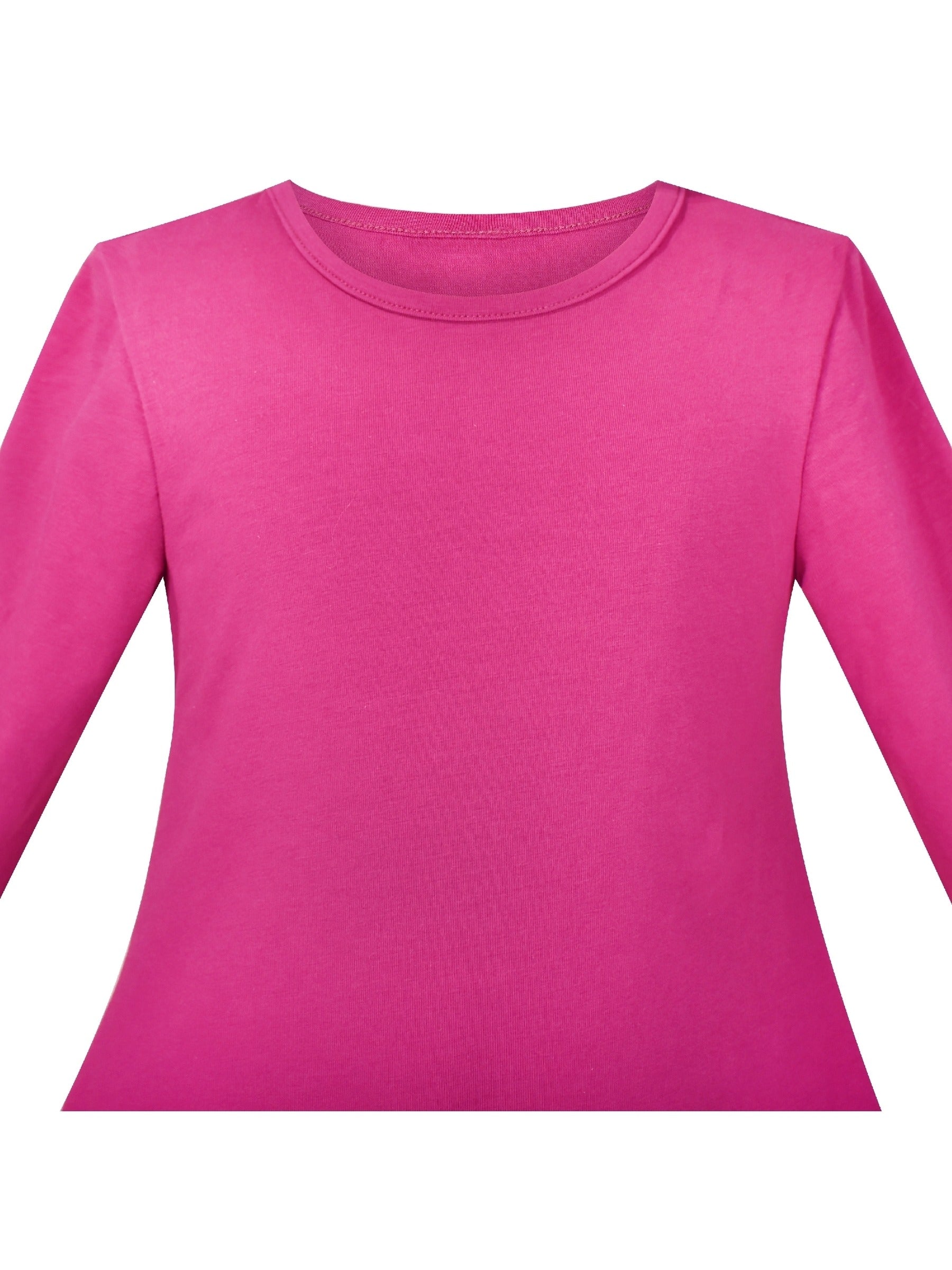Girls Dress Christmas Santa Pink Cotton Long Sleeve Pink