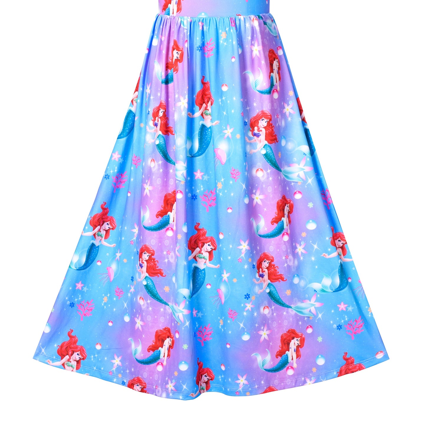Girls Dress Floral Casual Maxi Dress Short Sleeve Open Back Blue
