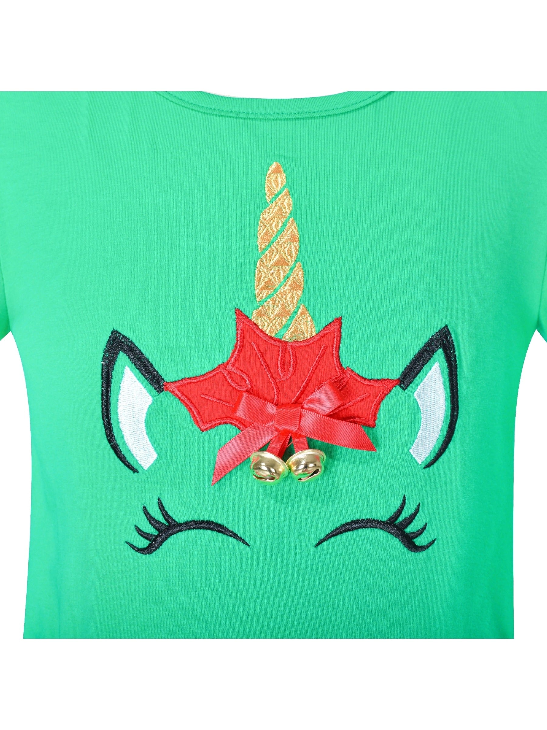 Girls Dress Christmas Reindeer Long Sleeve Party Dress Green