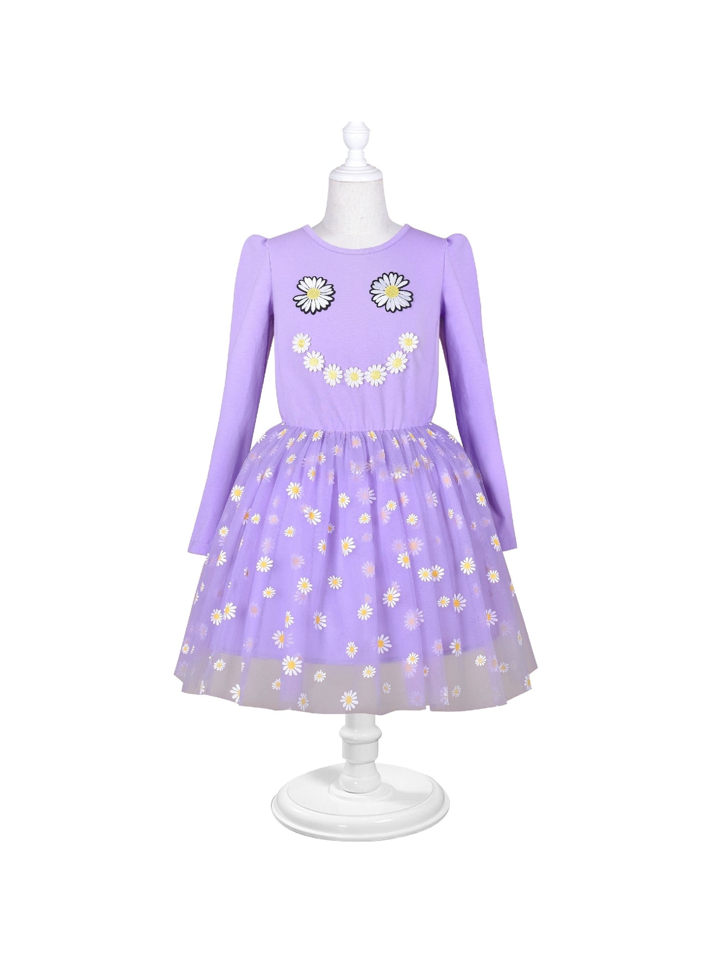 Girls Dress Sequin Stripe Ruffle Fairy Rainbow Colorful Long Sleeve Purple