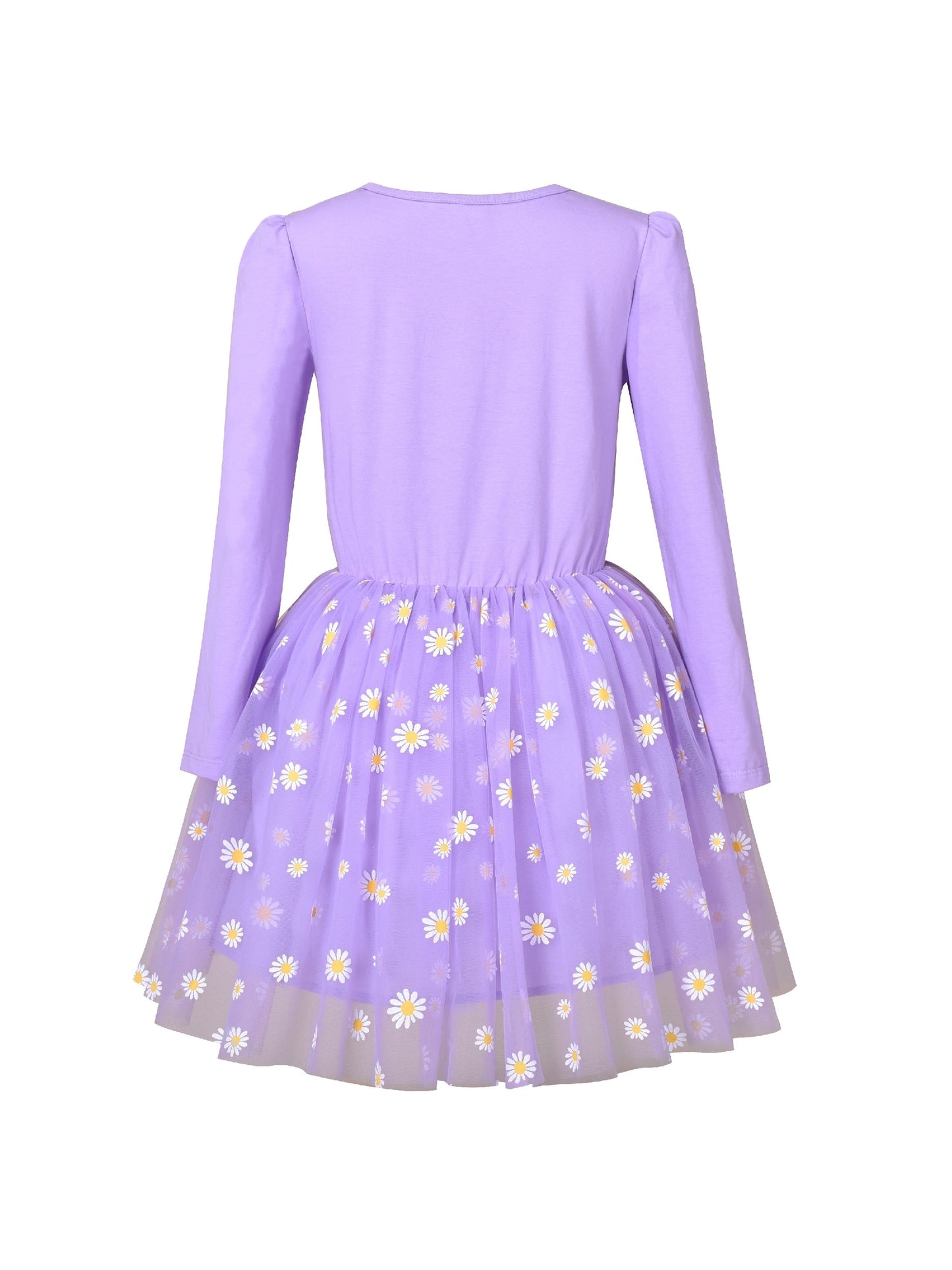 Girls Dress Sequin Stripe Ruffle Fairy Rainbow Colorful Long Sleeve Purple