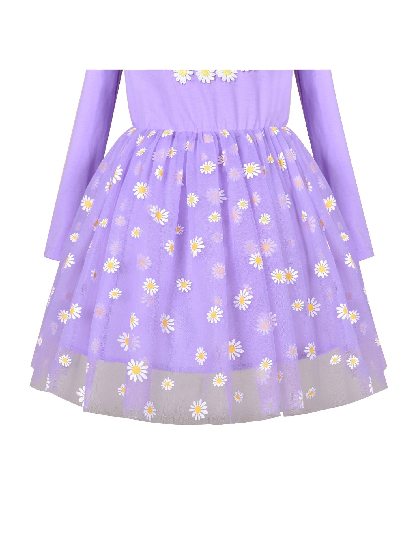 Girls Dress Sequin Stripe Ruffle Fairy Rainbow Colorful Long Sleeve Purple