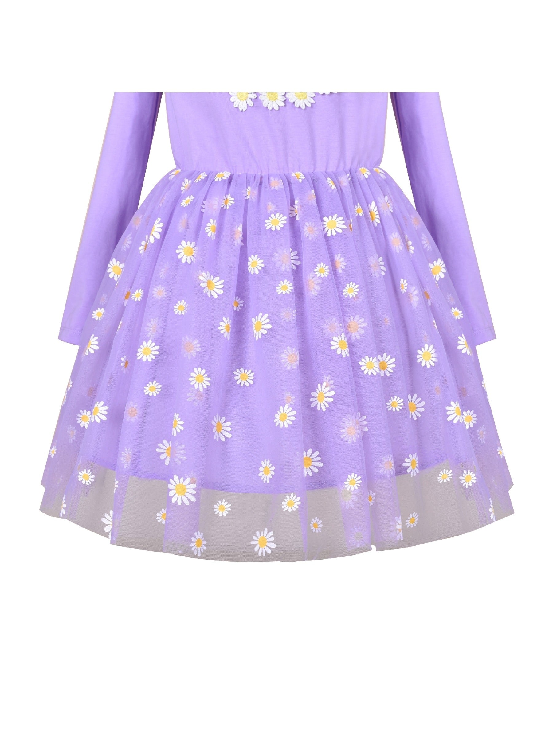 Girls Dress Sequin Stripe Ruffle Fairy Rainbow Colorful Long Sleeve Purple