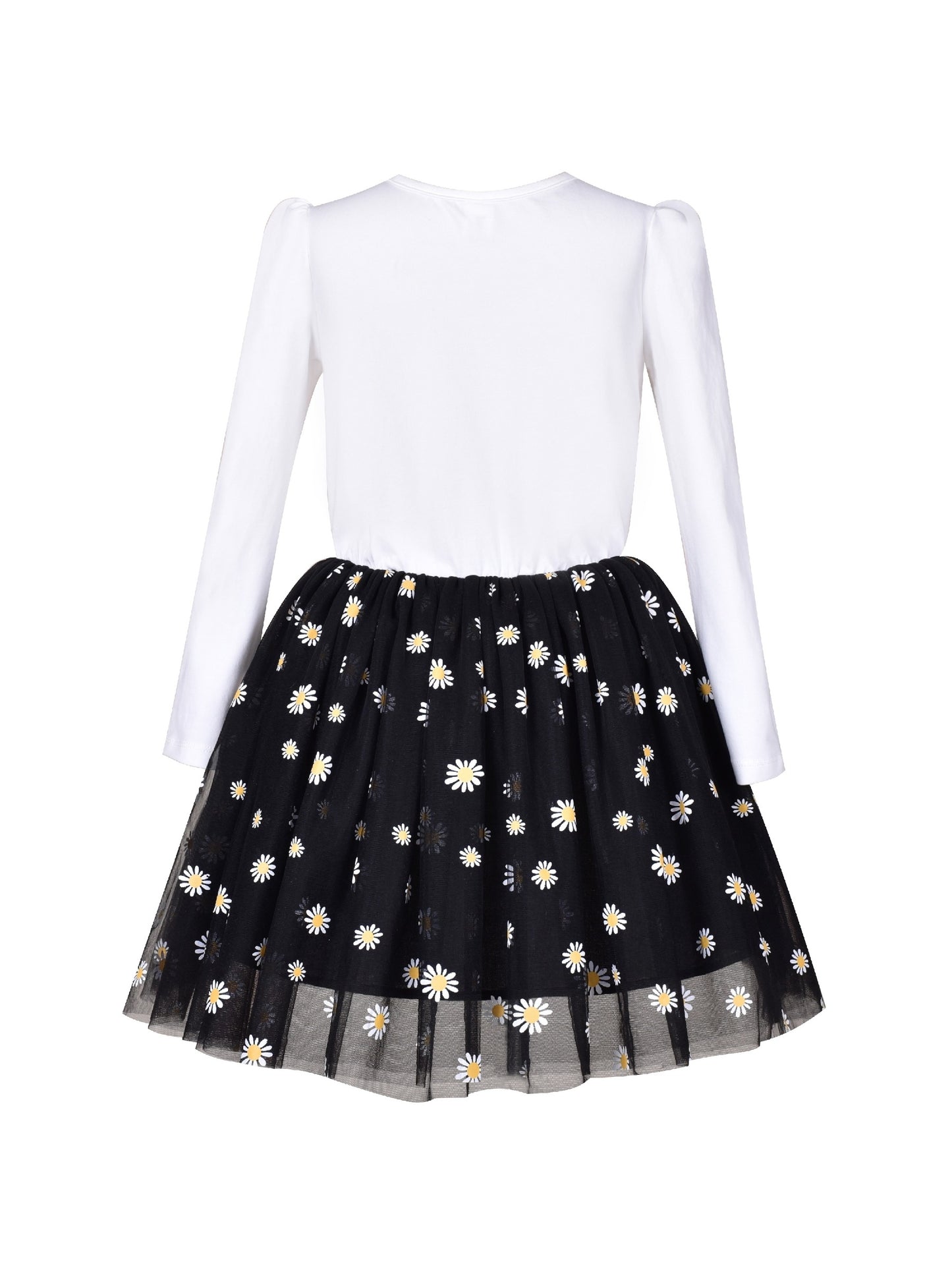 Girls Dress Rainbow Colorful Tulle Skirt Long Sleeve Holiday Party Black