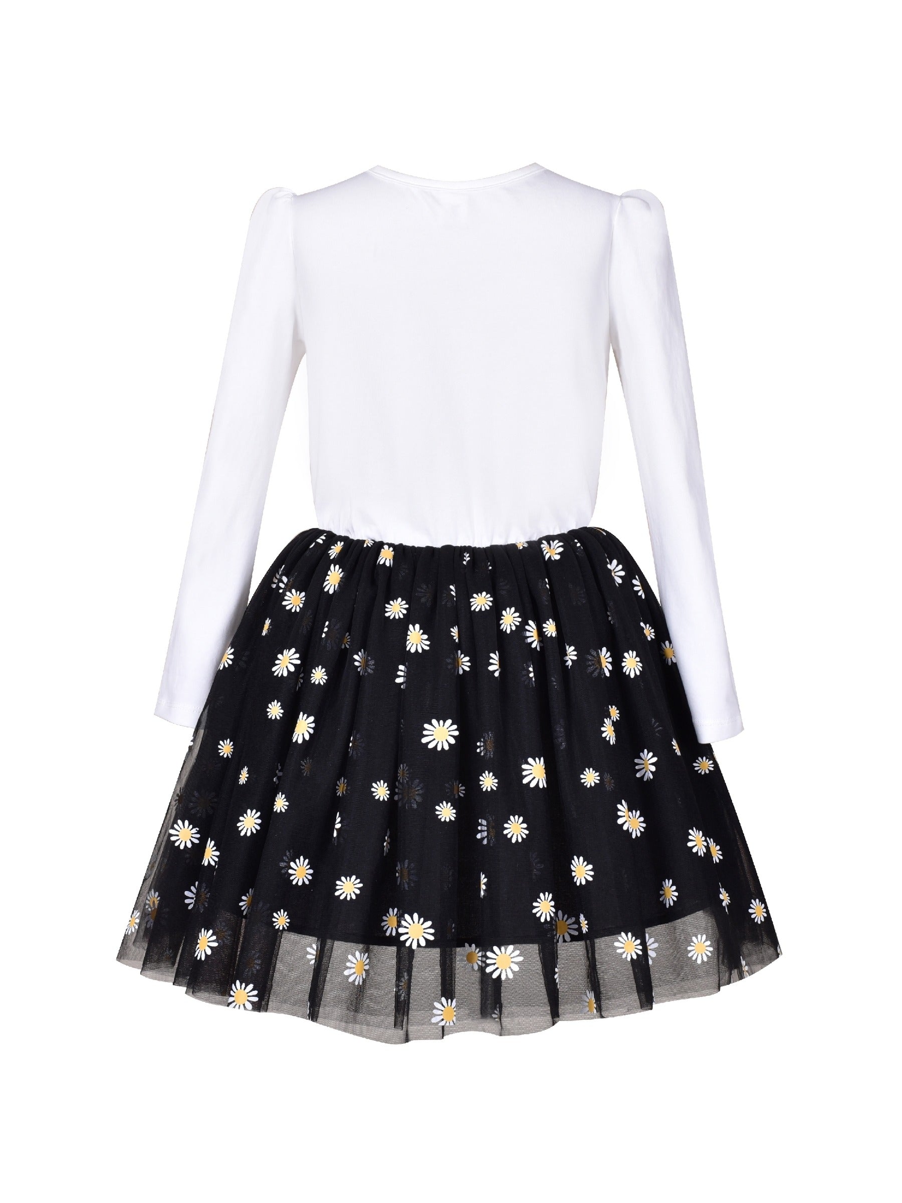 Girls Dress Rainbow Colorful Tulle Skirt Long Sleeve Holiday Party Black