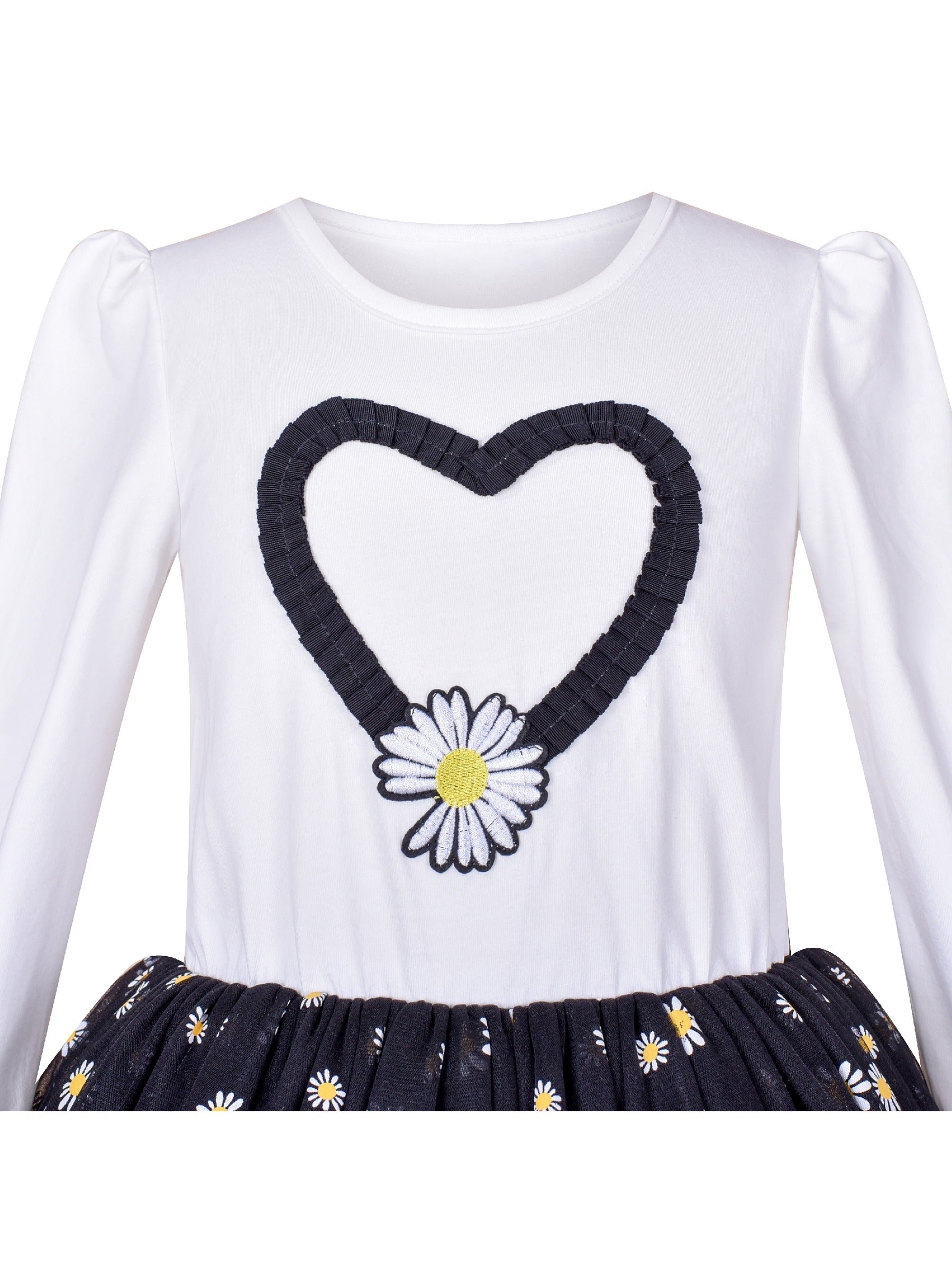 Girls Dress Rainbow Colorful Tulle Skirt Long Sleeve Holiday Party Black