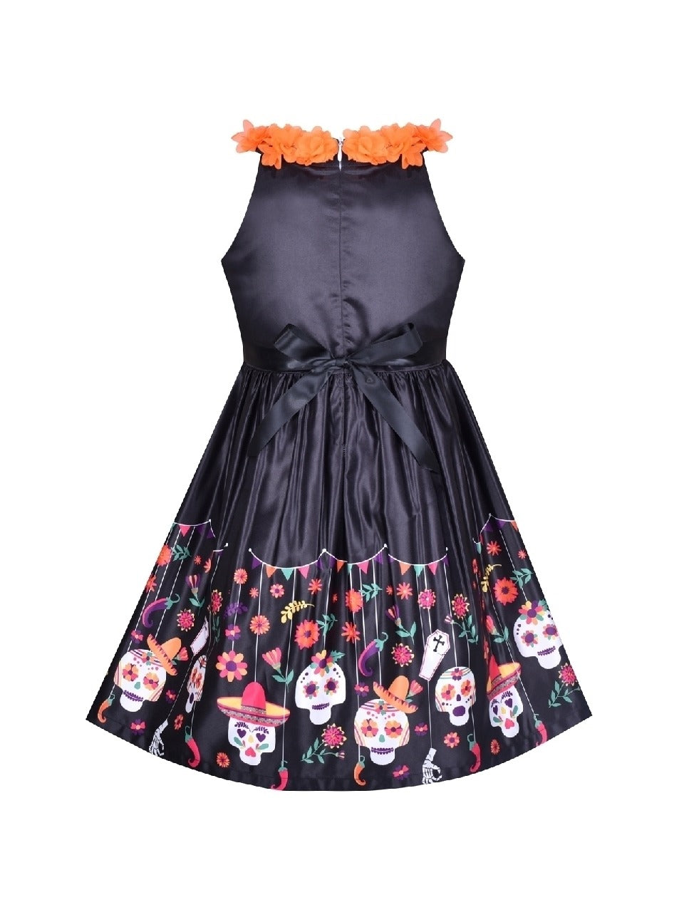 Girls Dress Halloween Witch Bat Pumpkin Costume Purple Dress Black