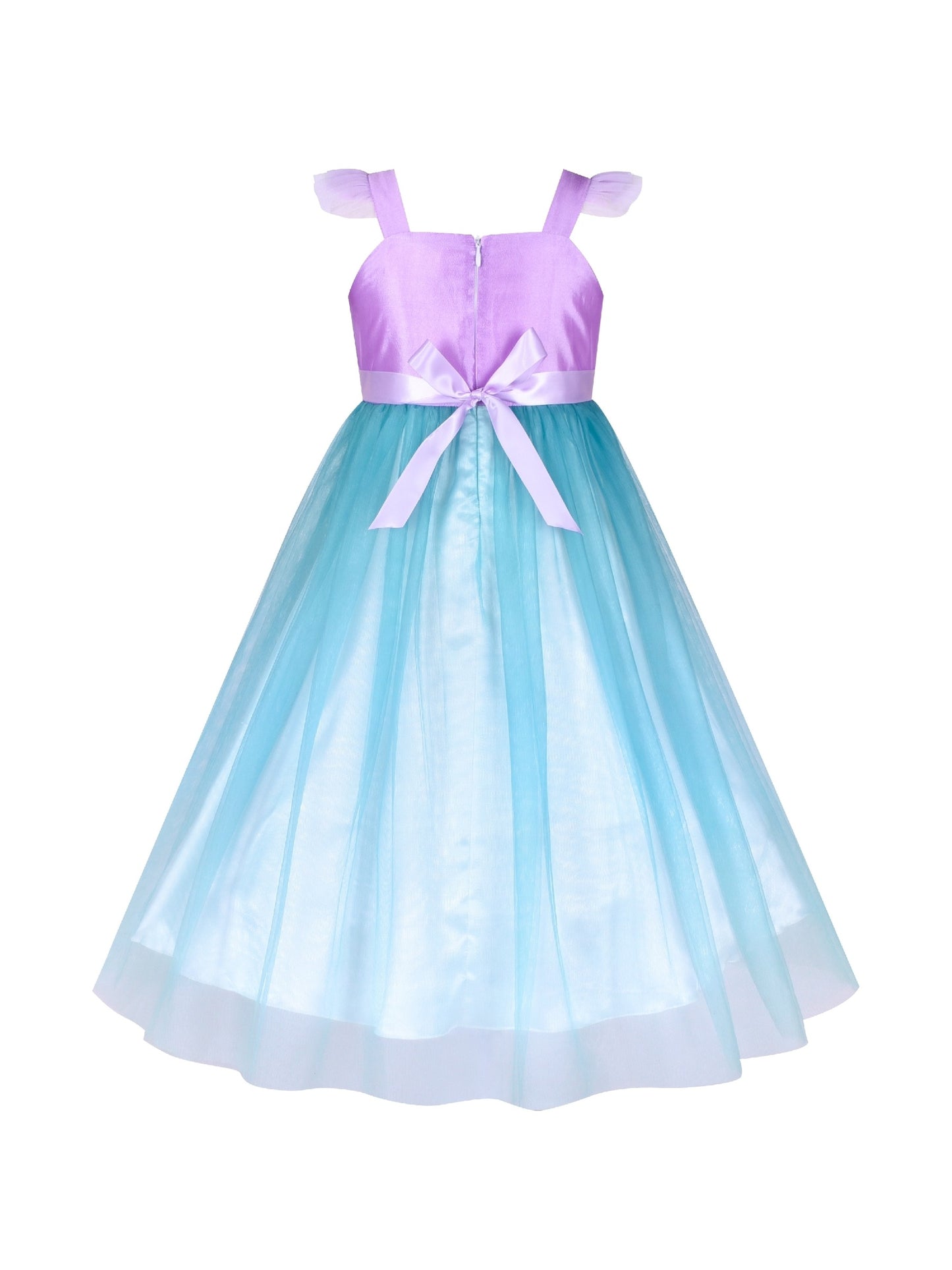 Girls Dress Mermaid Princess Gradient Color Tulle Costume Dress Purple