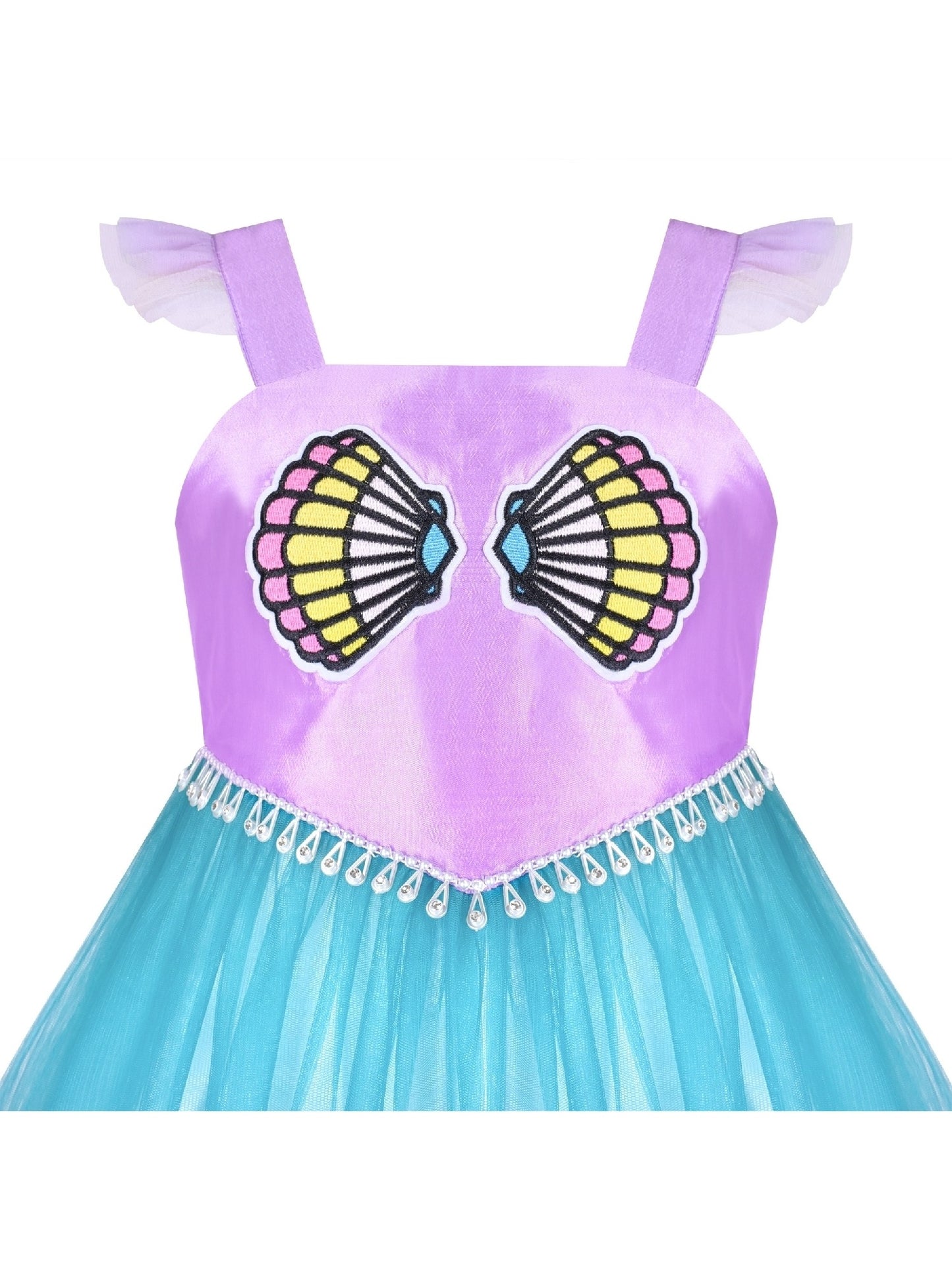Girls Dress Mermaid Princess Gradient Color Tulle Costume Dress Purple