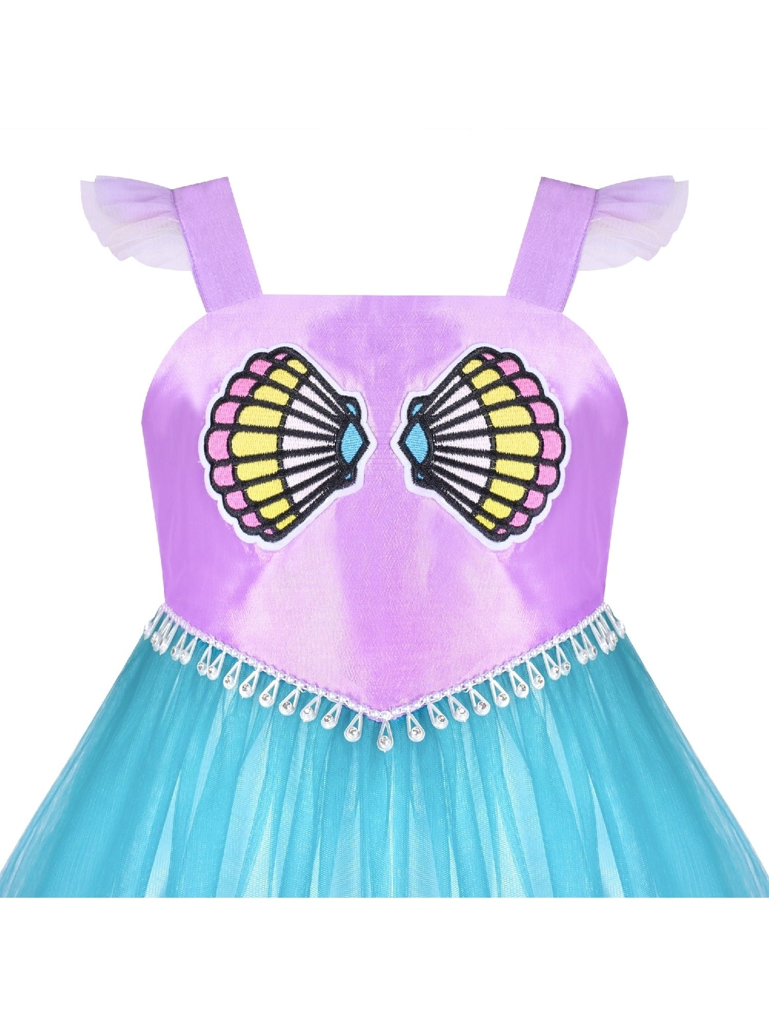 Girls Dress Mermaid Princess Gradient Color Tulle Costume Dress Purple