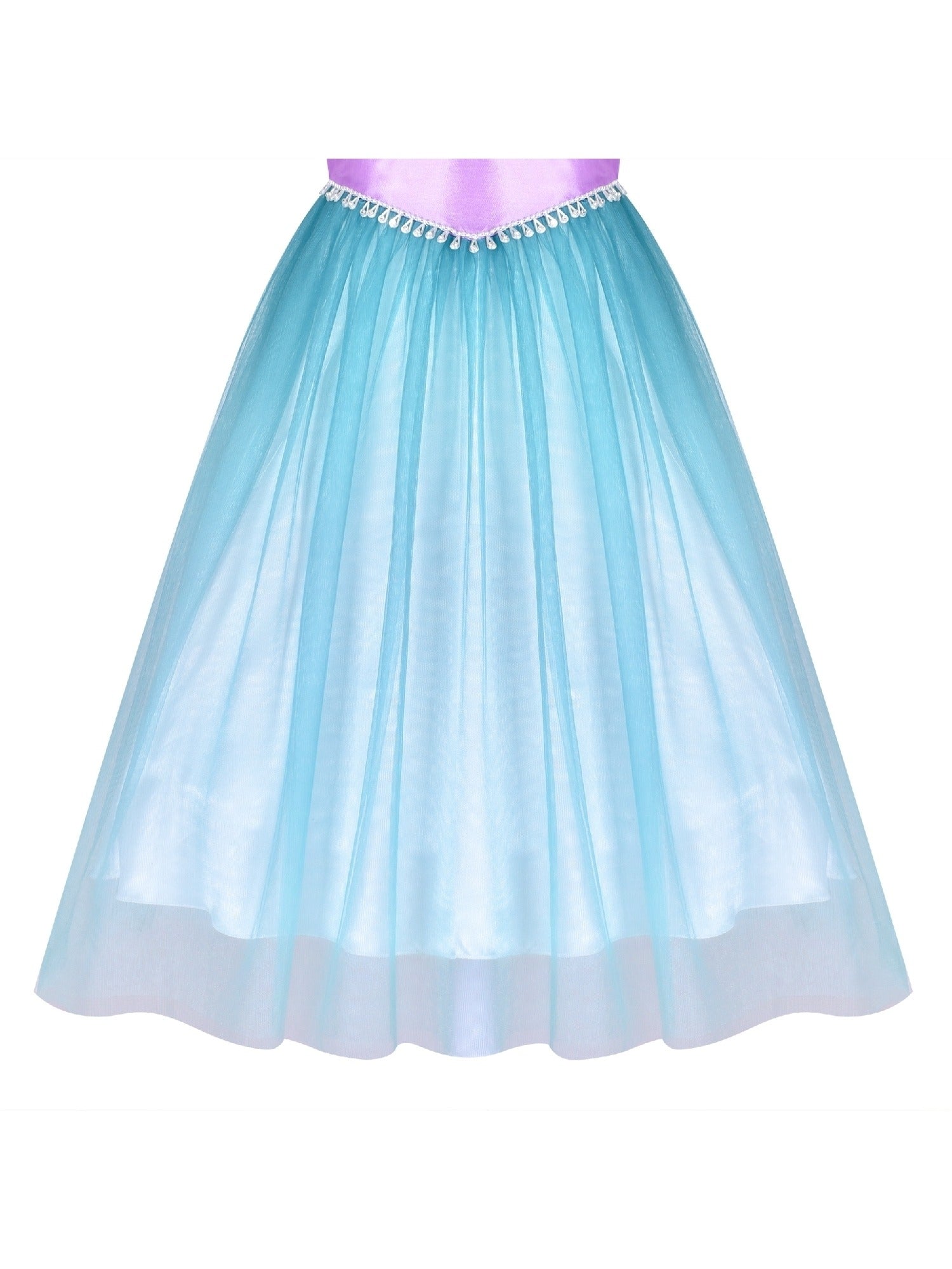 Girls Dress Mermaid Princess Gradient Color Tulle Costume Dress Purple