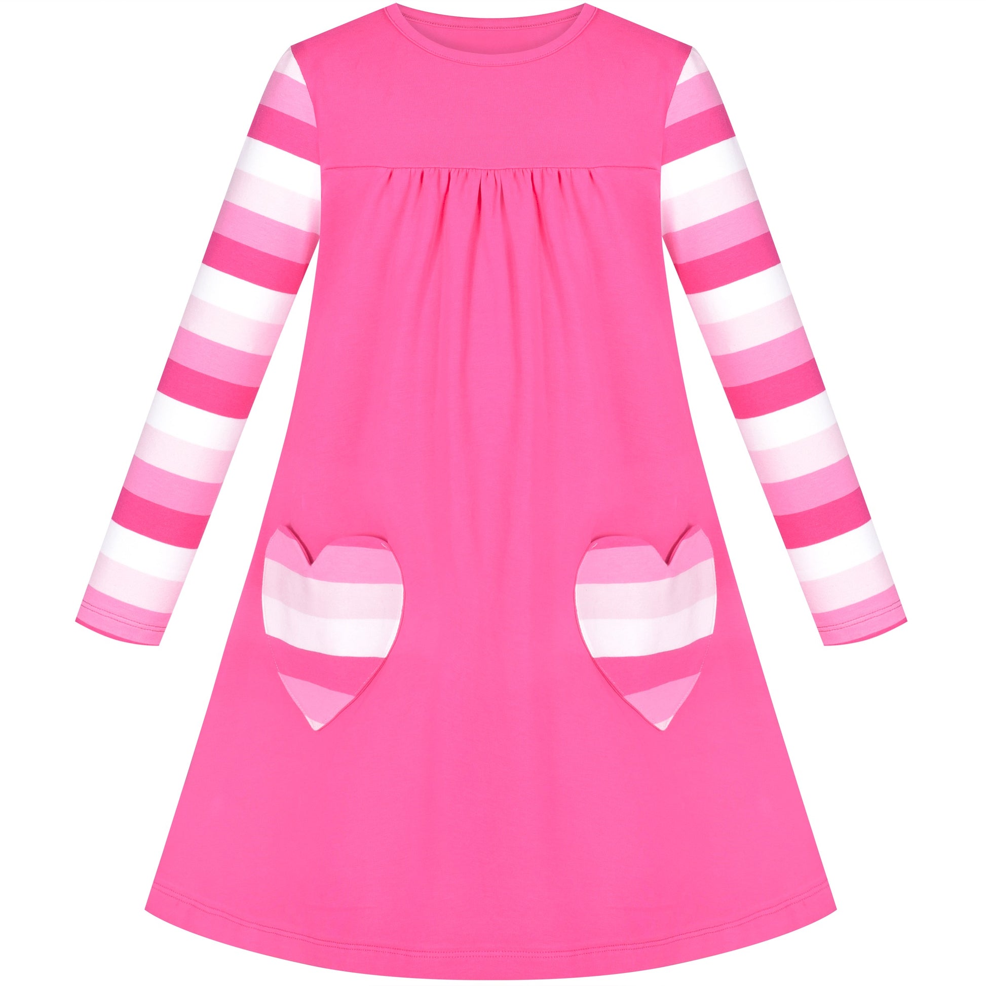 Girls Dress Christmas Santa Pink Cotton Long Sleeve Pink