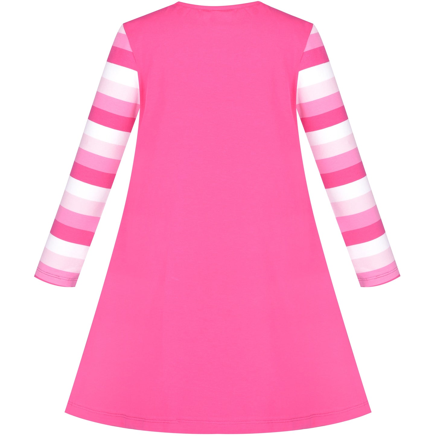 Girls Dress Christmas Santa Pink Cotton Long Sleeve Pink