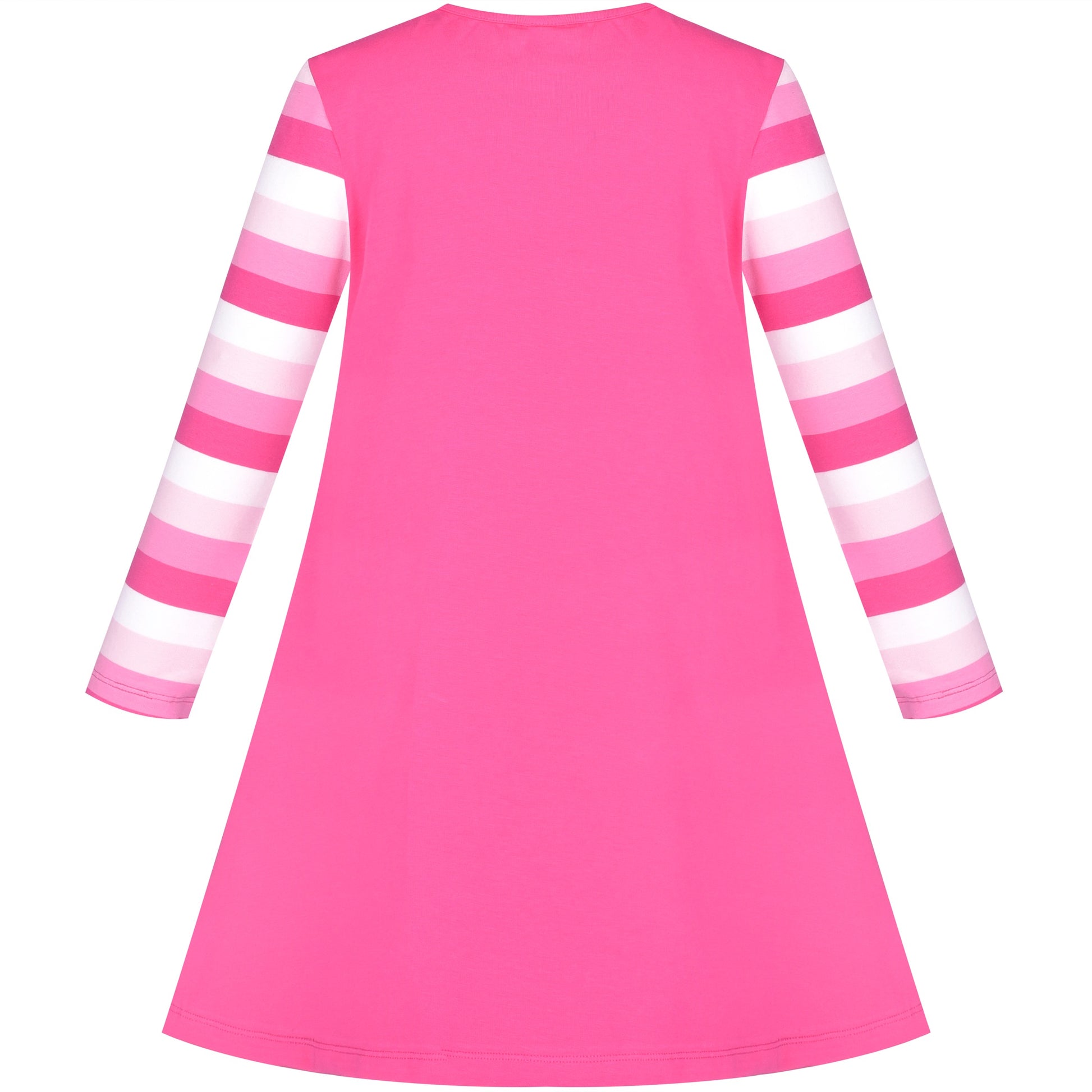 Girls Dress Christmas Santa Pink Cotton Long Sleeve Pink