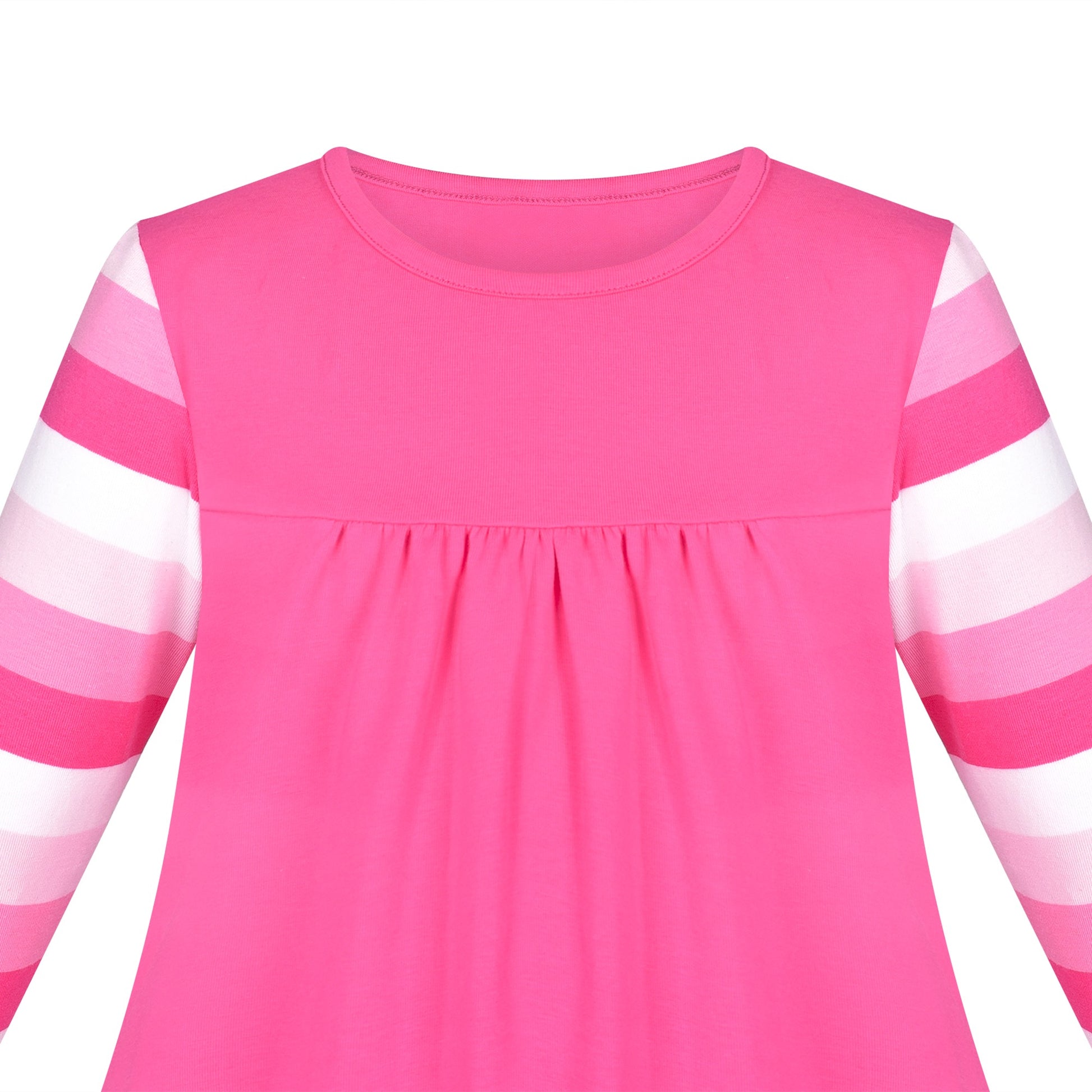 Girls Dress Christmas Santa Pink Cotton Long Sleeve Pink