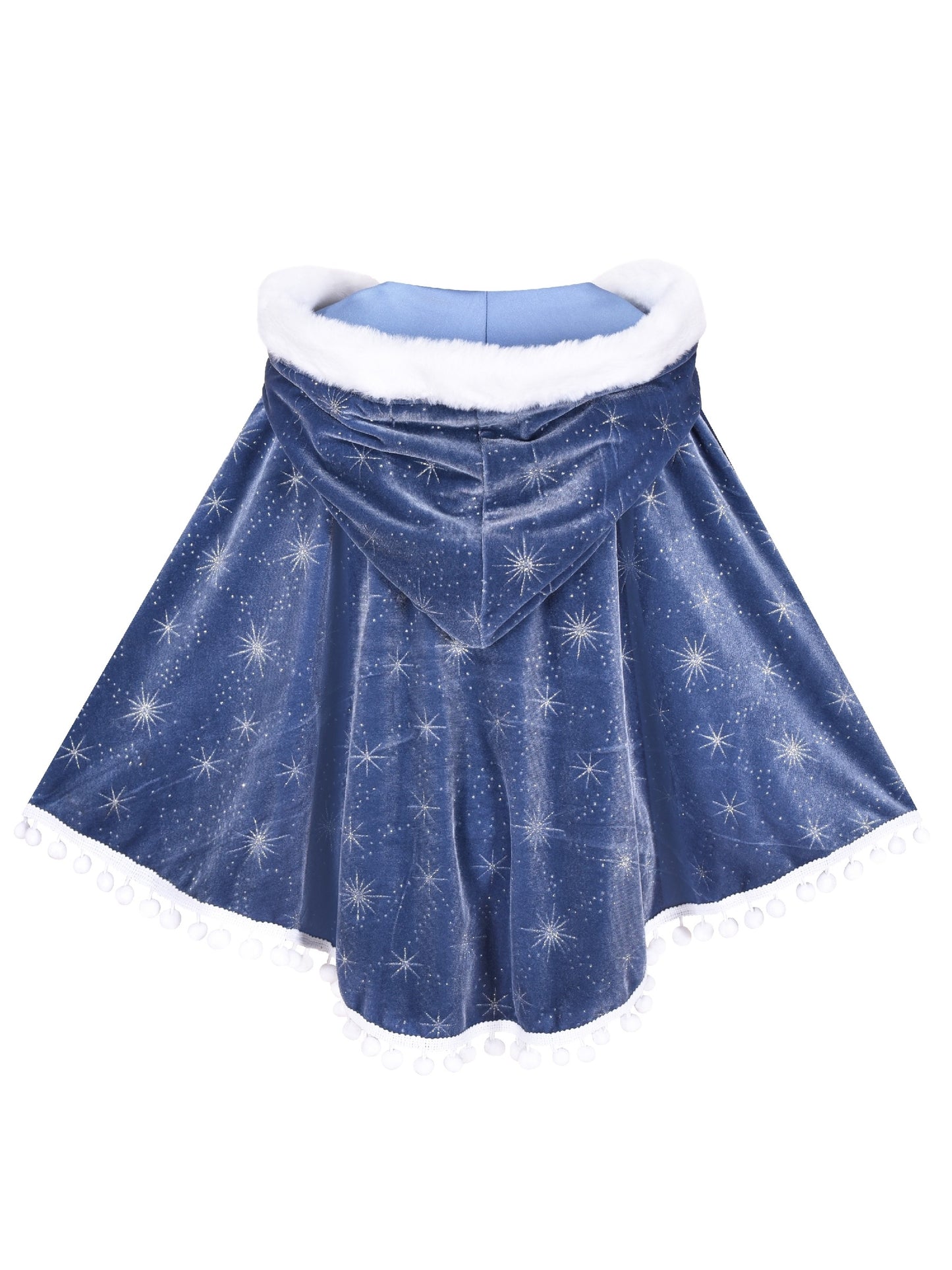 Girls Princess Hooded Cape Cloaks Costume Dress Up Snow Queen Blue