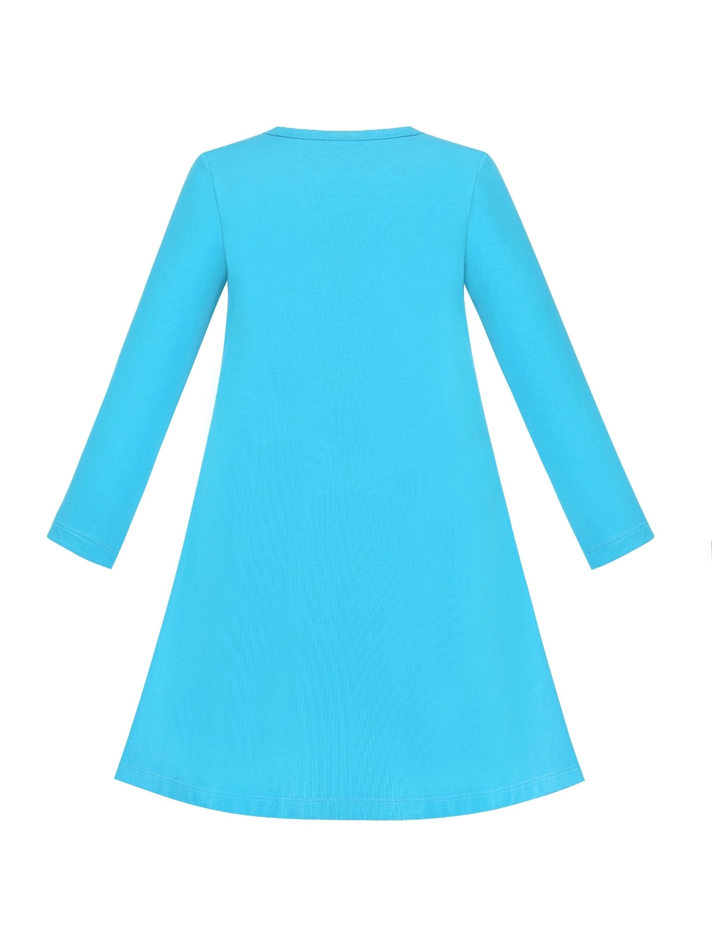 Girls Dress Christmas Santa Pink Cotton Long Sleeve Blue