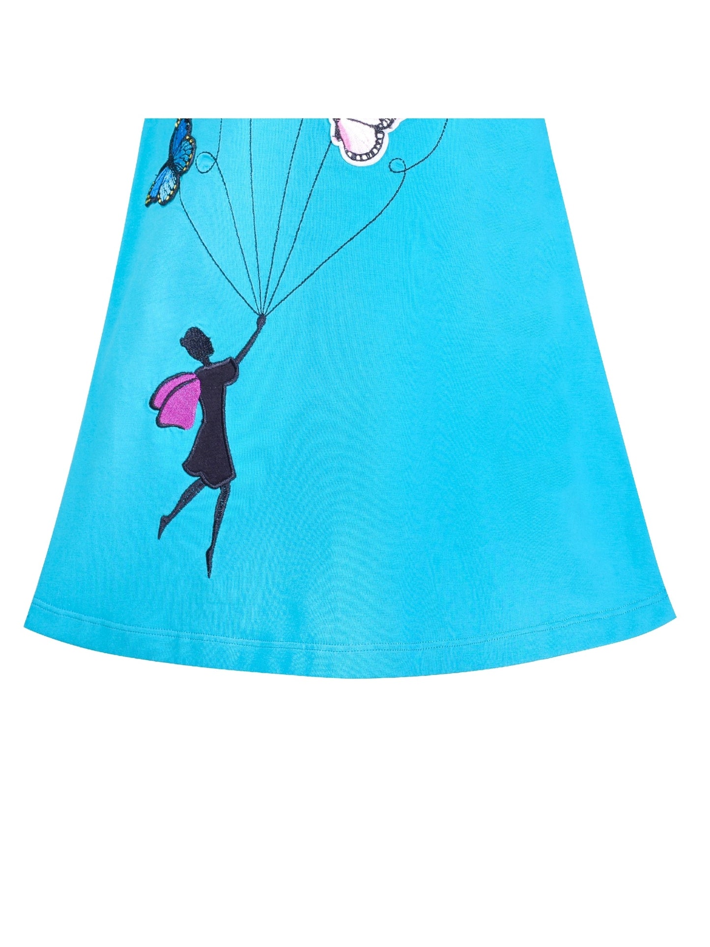 Girls Dress Christmas Santa Pink Cotton Long Sleeve Blue