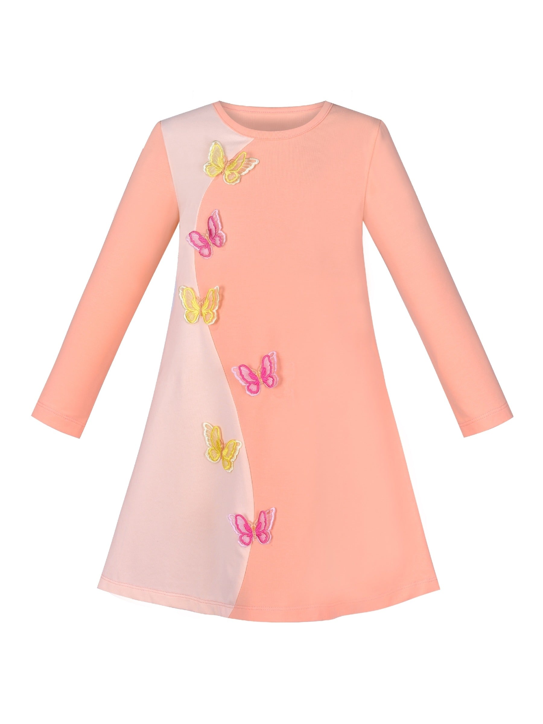 Girls Dress Christmas Santa Pink Cotton Long Sleeve Pink