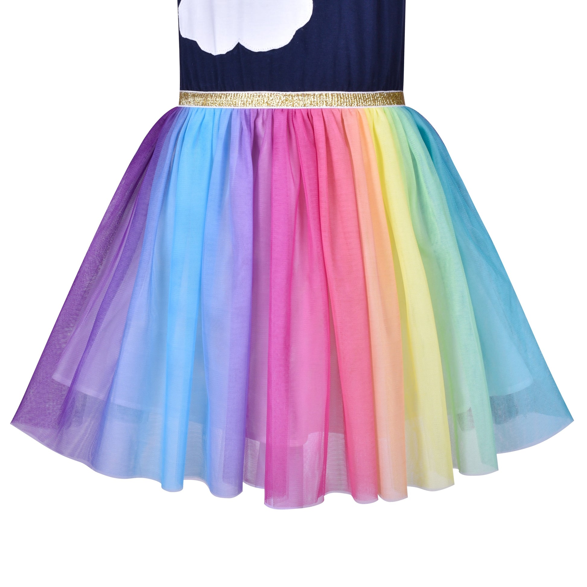 Girls Dress Rainbow Colorful Tulle Skirt Long Sleeve Holiday Party Blue