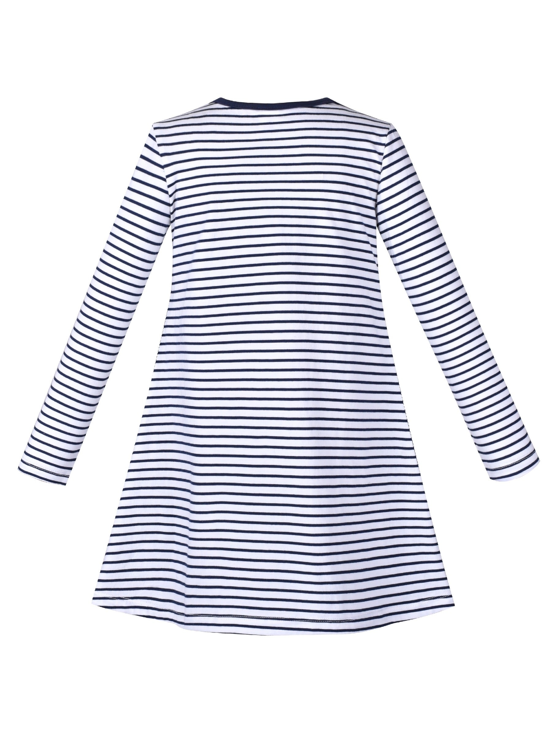 Girls Dress Christmas Santa Pink Cotton Long Sleeve Blue