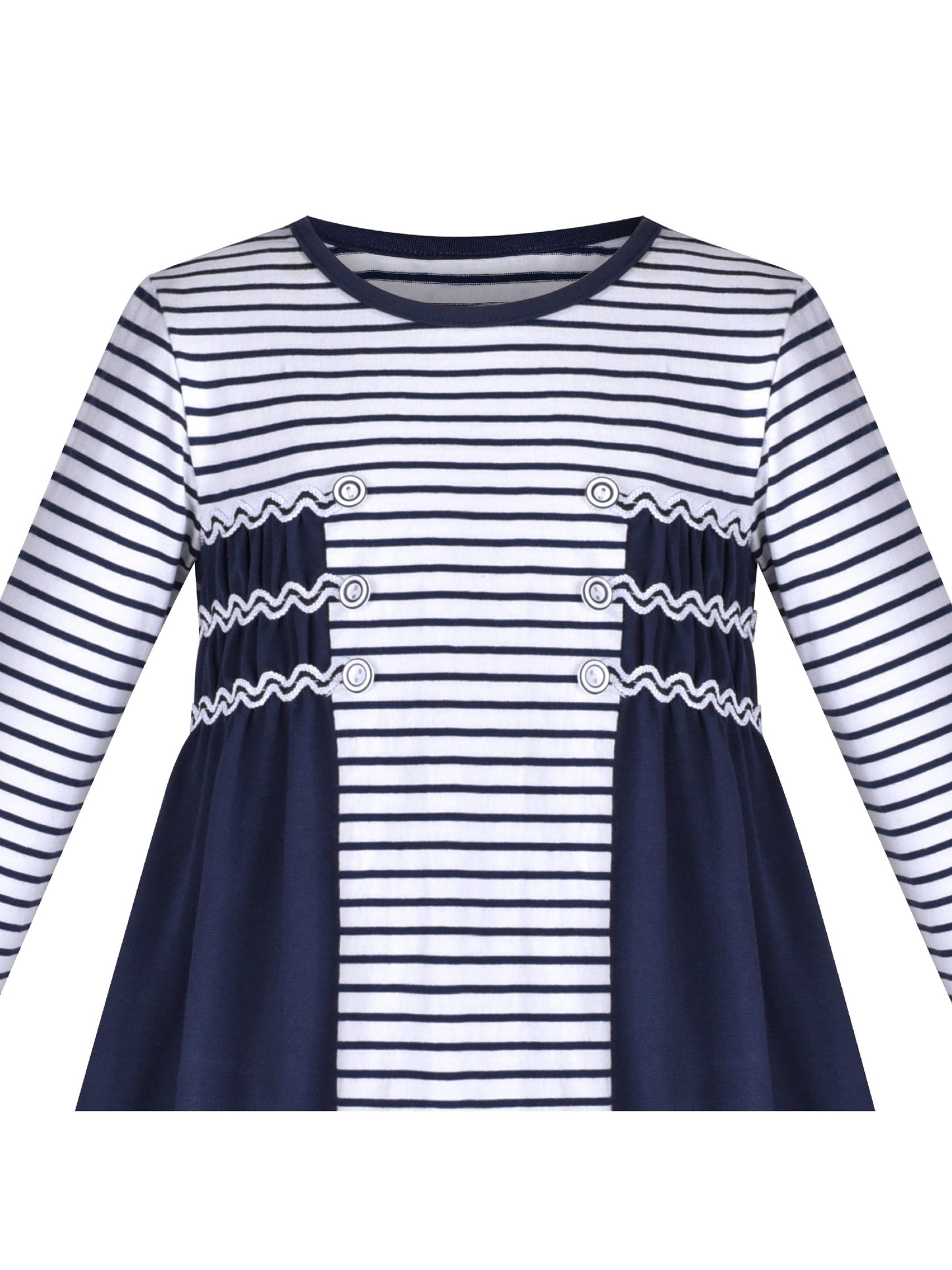 Girls Dress Christmas Santa Pink Cotton Long Sleeve Blue