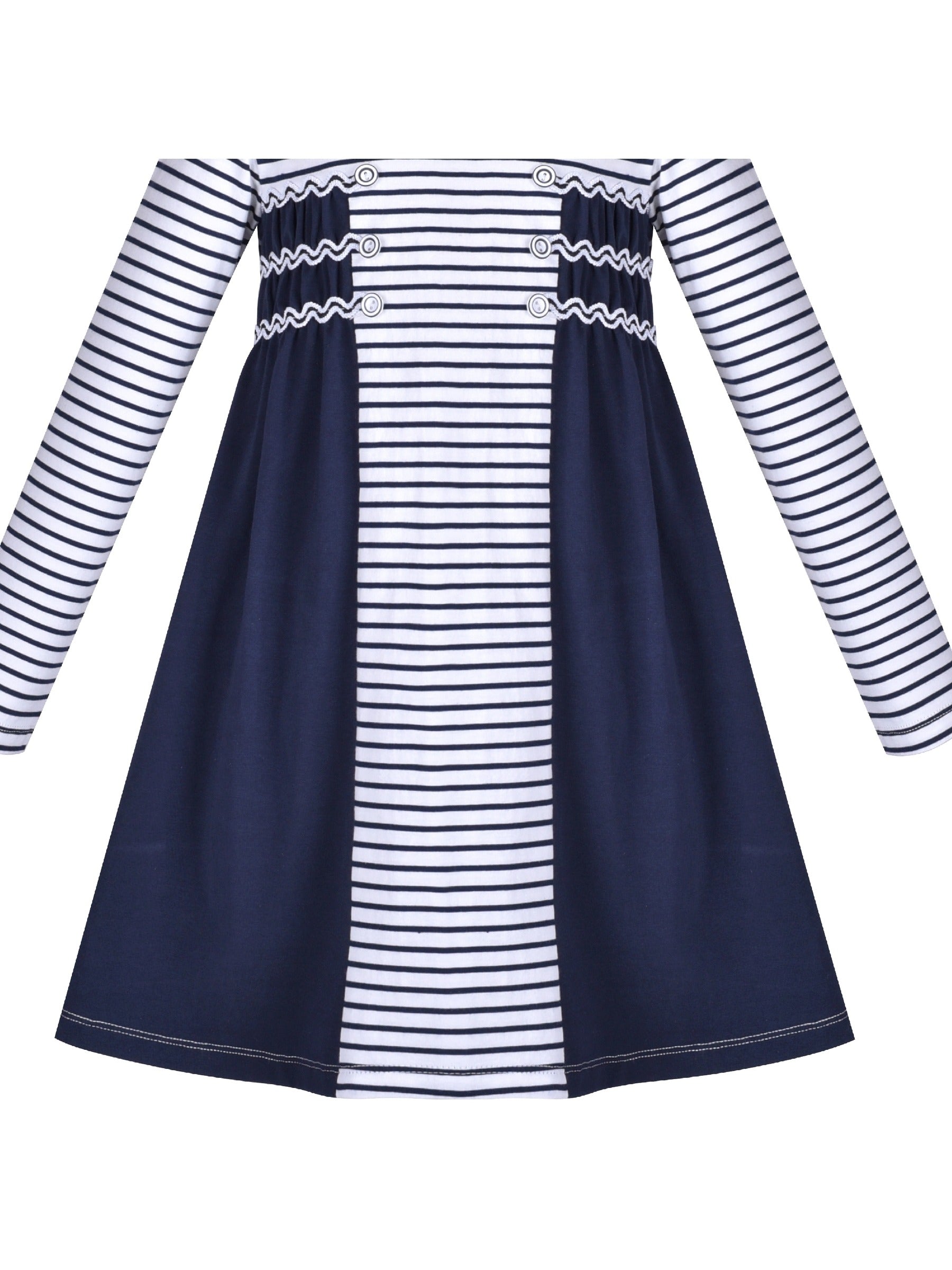 Girls Dress Christmas Santa Pink Cotton Long Sleeve Blue