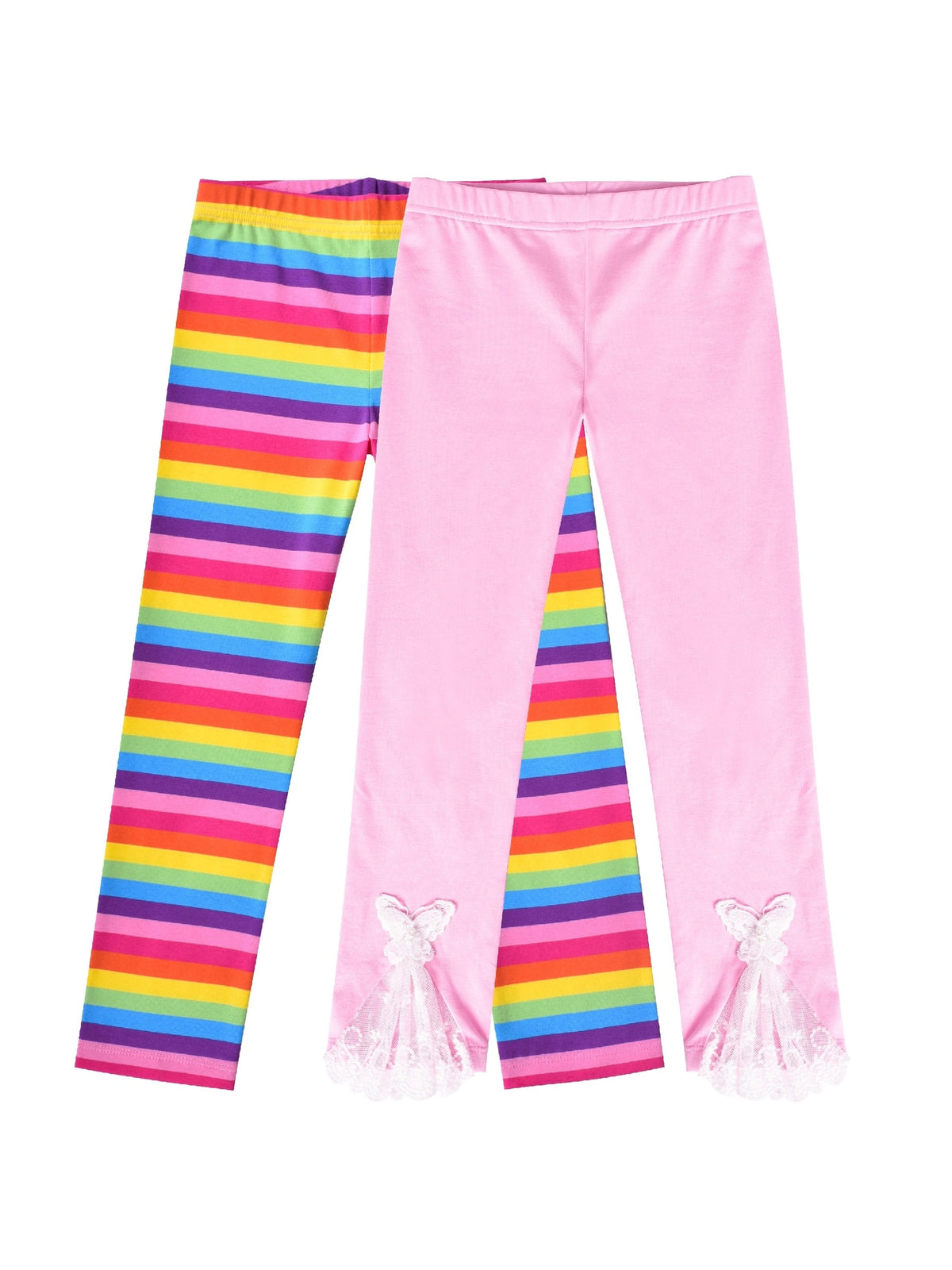 Girls Pants 3-Pack Cotton Leggings Stretchy Toddler Kids Pink