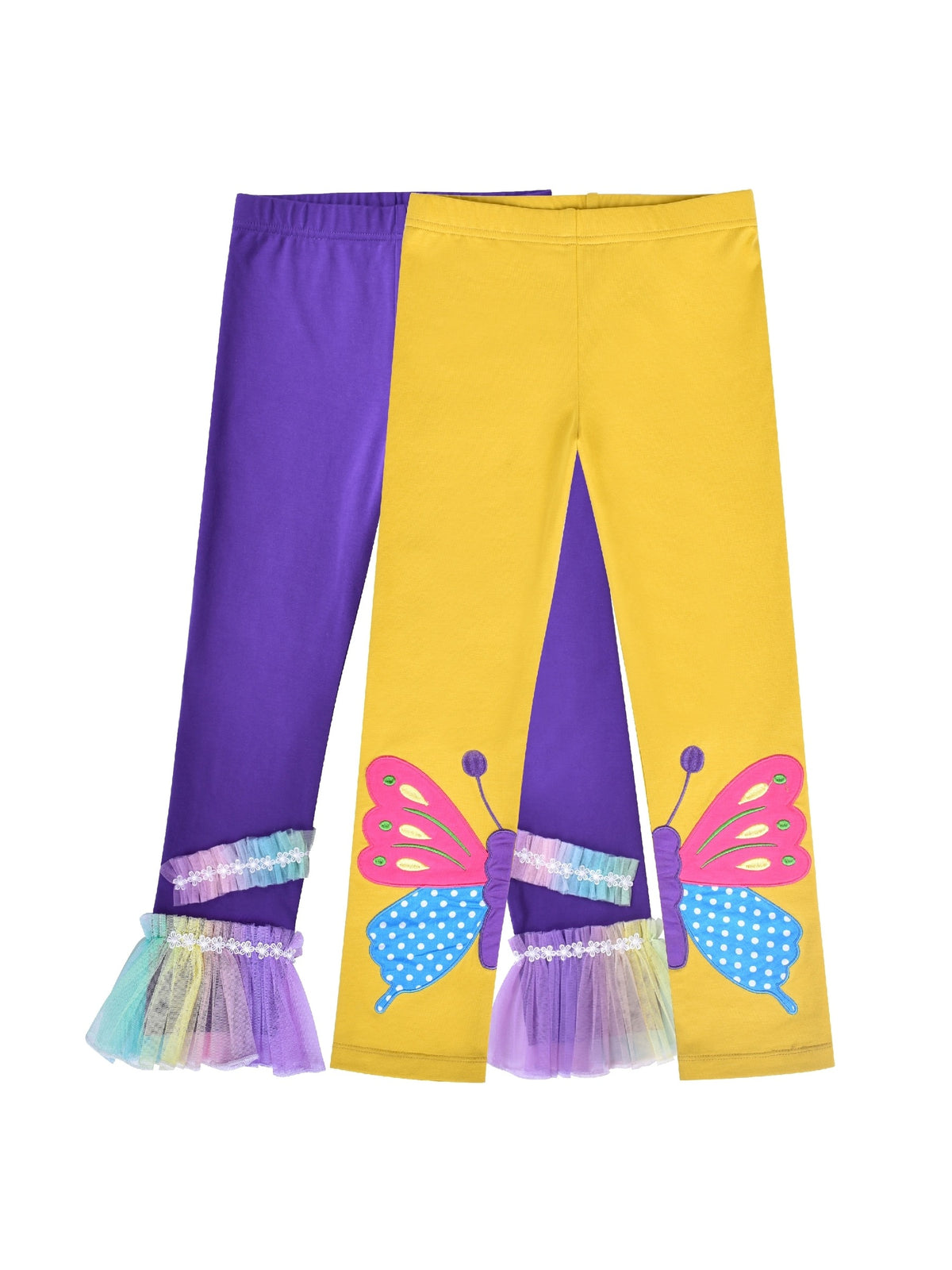 Girls Pants 3-Pack Cotton Leggings Stretchy Toddler Kids Purple