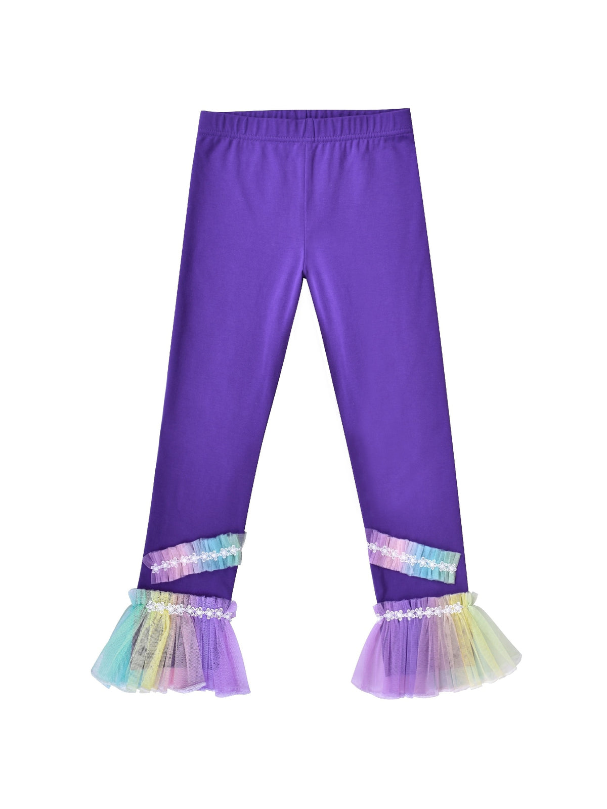 Girls Pants 3-Pack Cotton Leggings Stretchy Toddler Kids Purple