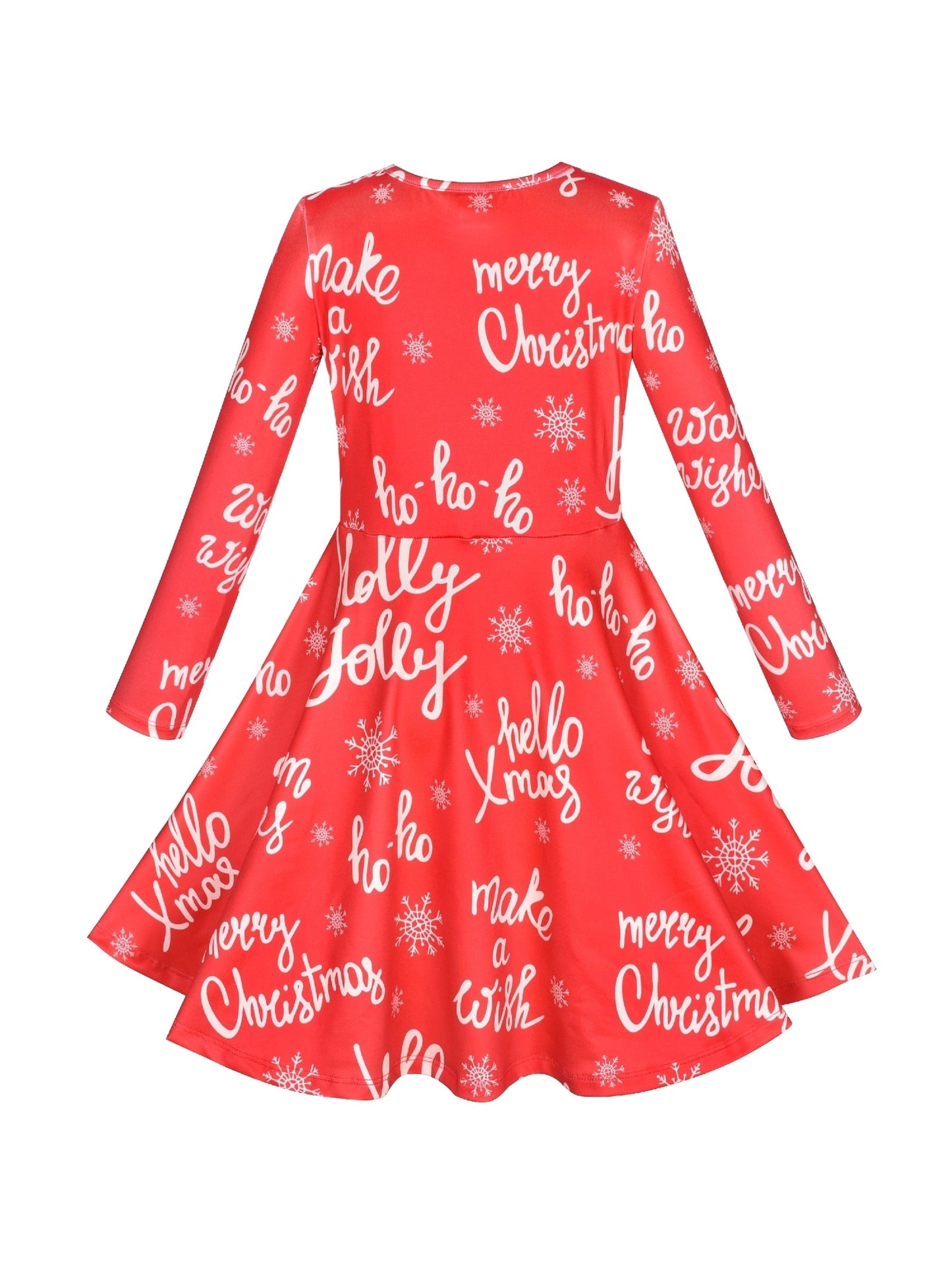 Girls Dress Unicorn Rainbow Casual Long Sleeve Red