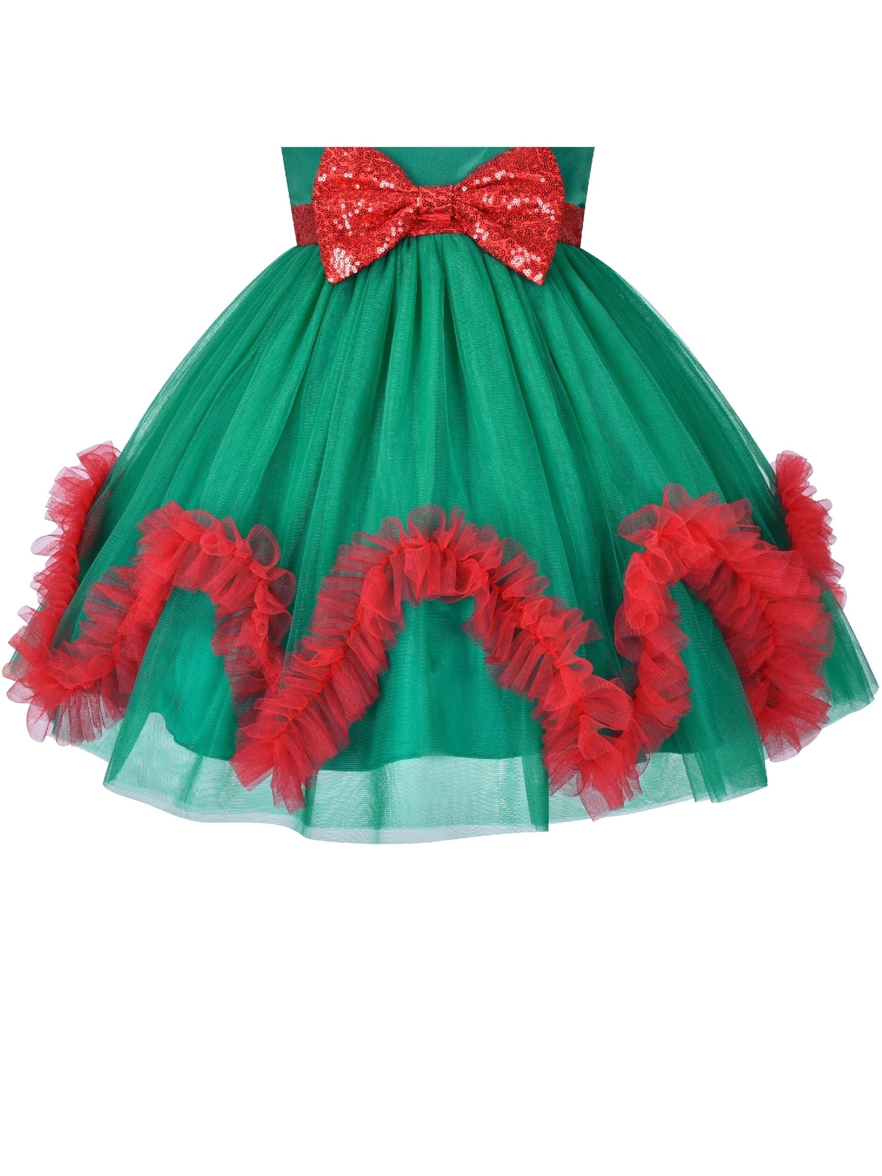 Girls Dress Lace Top Blue Wave Hem Skirt Wedding Bridesmaid Green