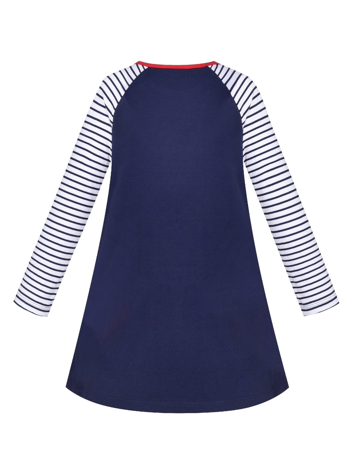 Girls Dress Long Sleeve Christmas Reindeer Snow Holiday Party Blue
