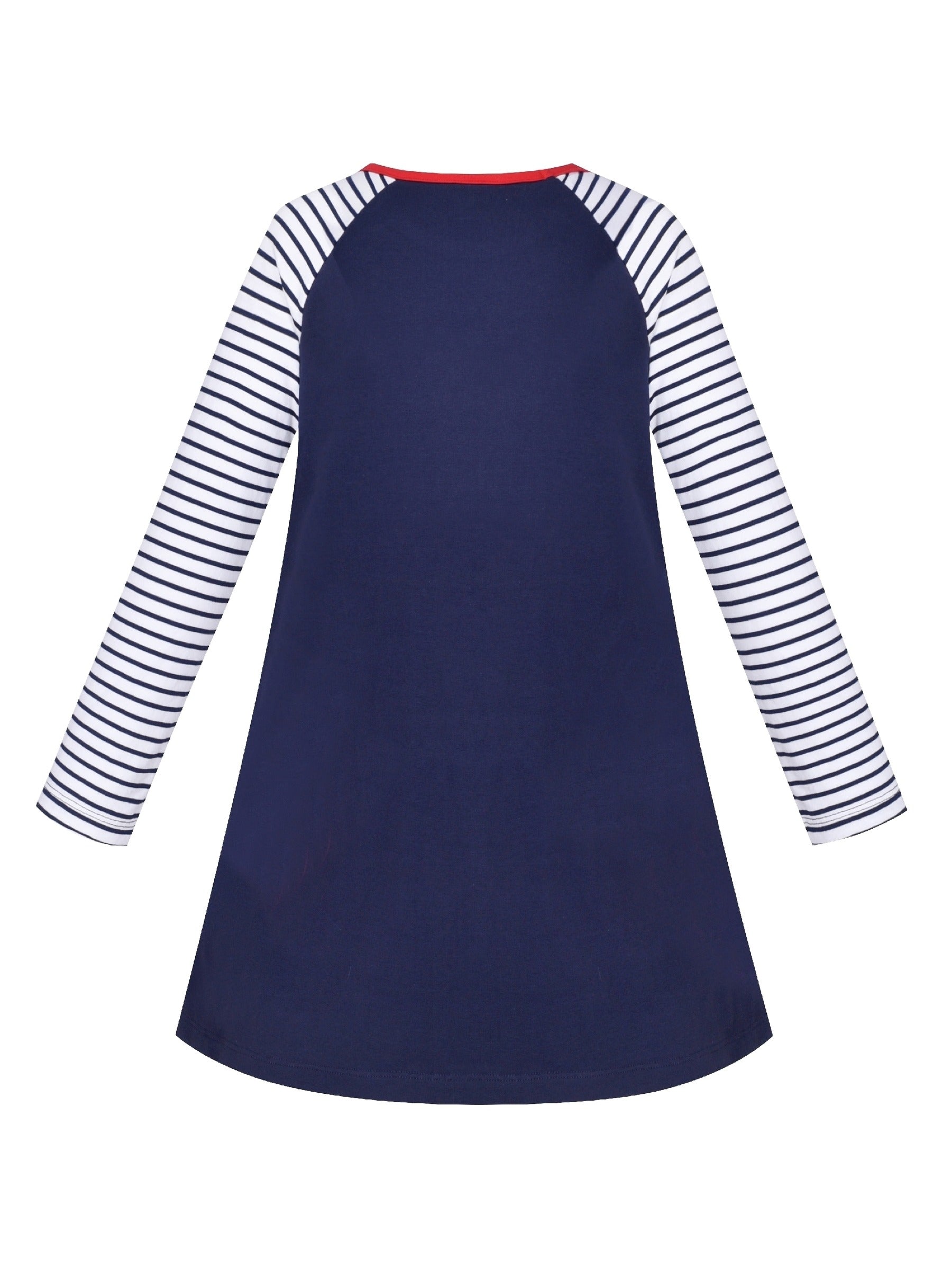 Girls Dress Long Sleeve Christmas Reindeer Snow Holiday Party Blue