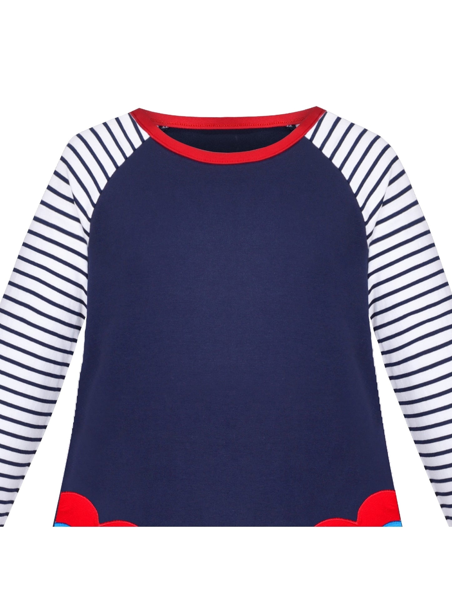 Girls Dress Long Sleeve Christmas Reindeer Snow Holiday Party Blue