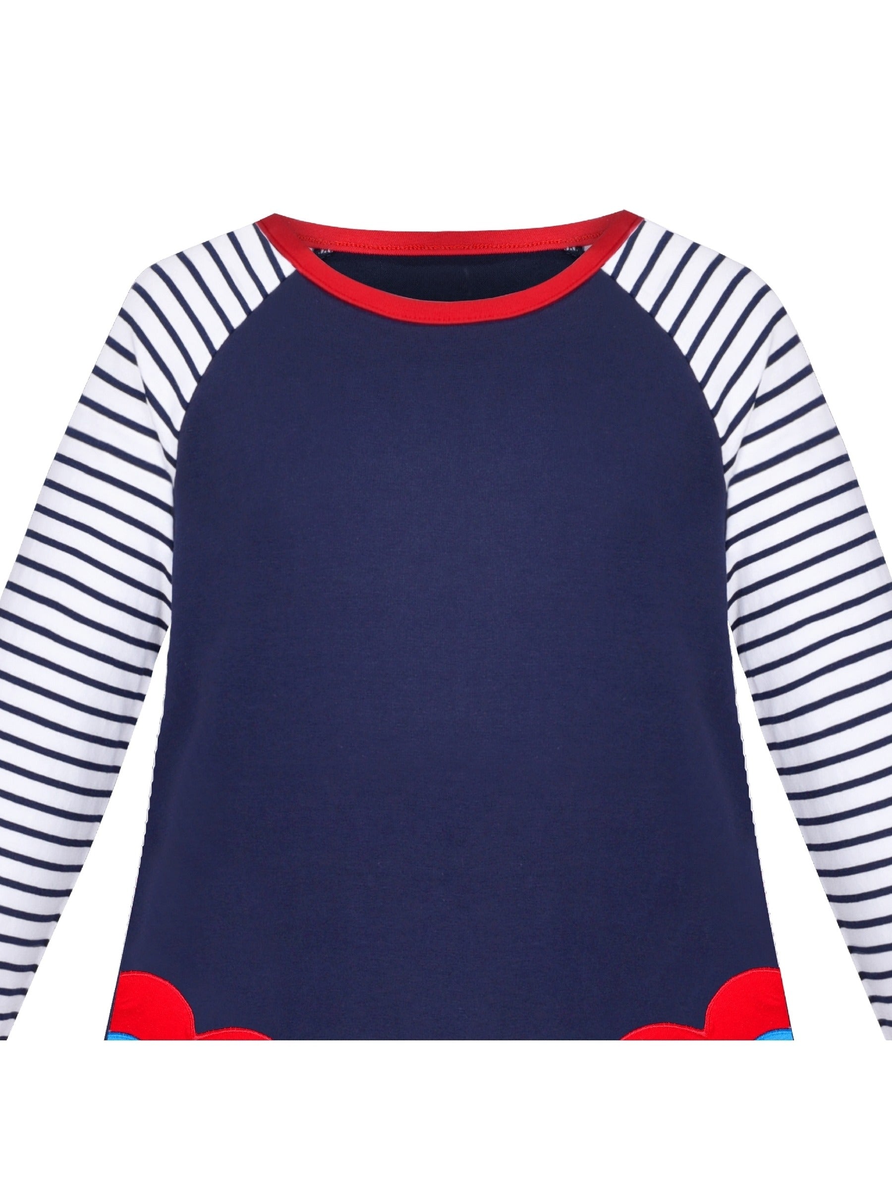 Girls Dress Long Sleeve Christmas Reindeer Snow Holiday Party Blue