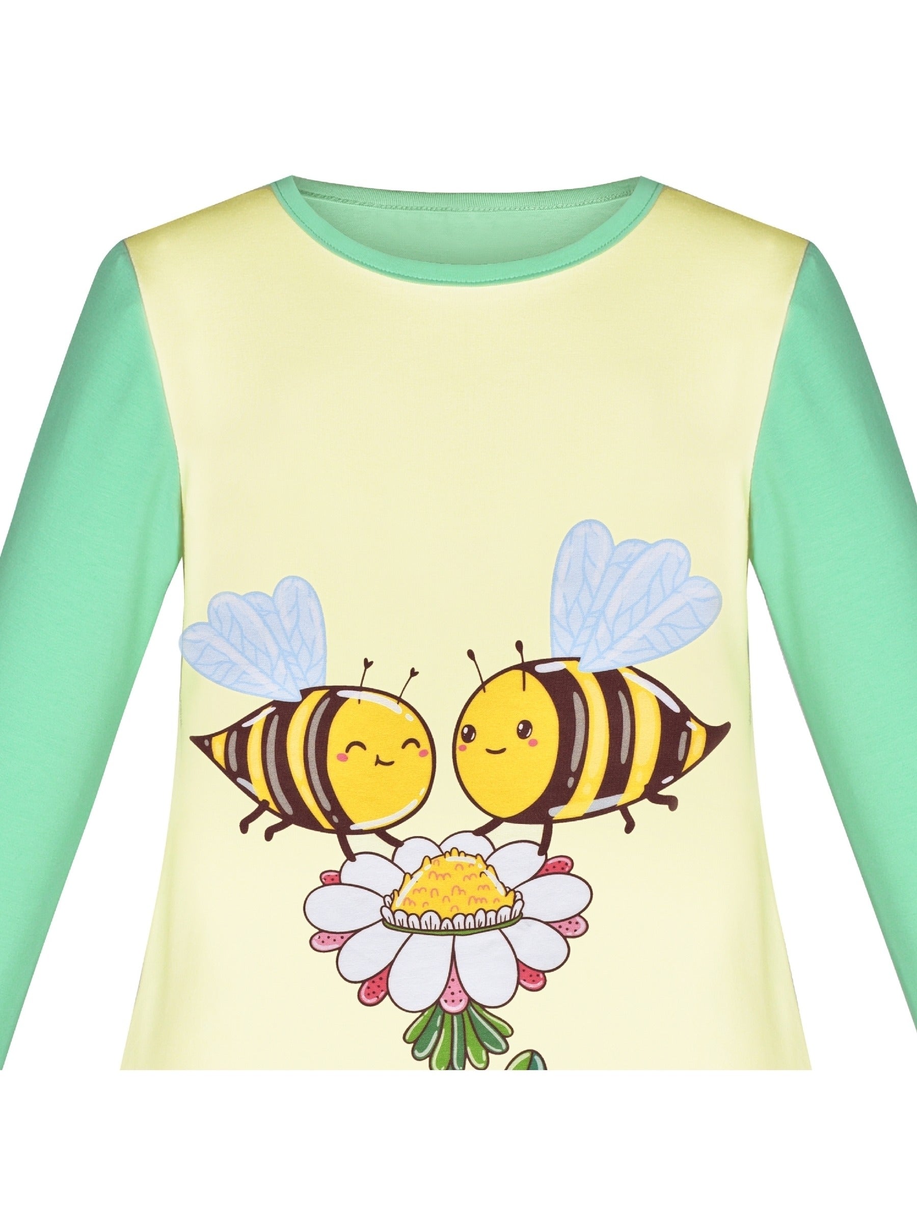 Girls Dress Christmas Santa Pink Cotton Long Sleeve Yellow