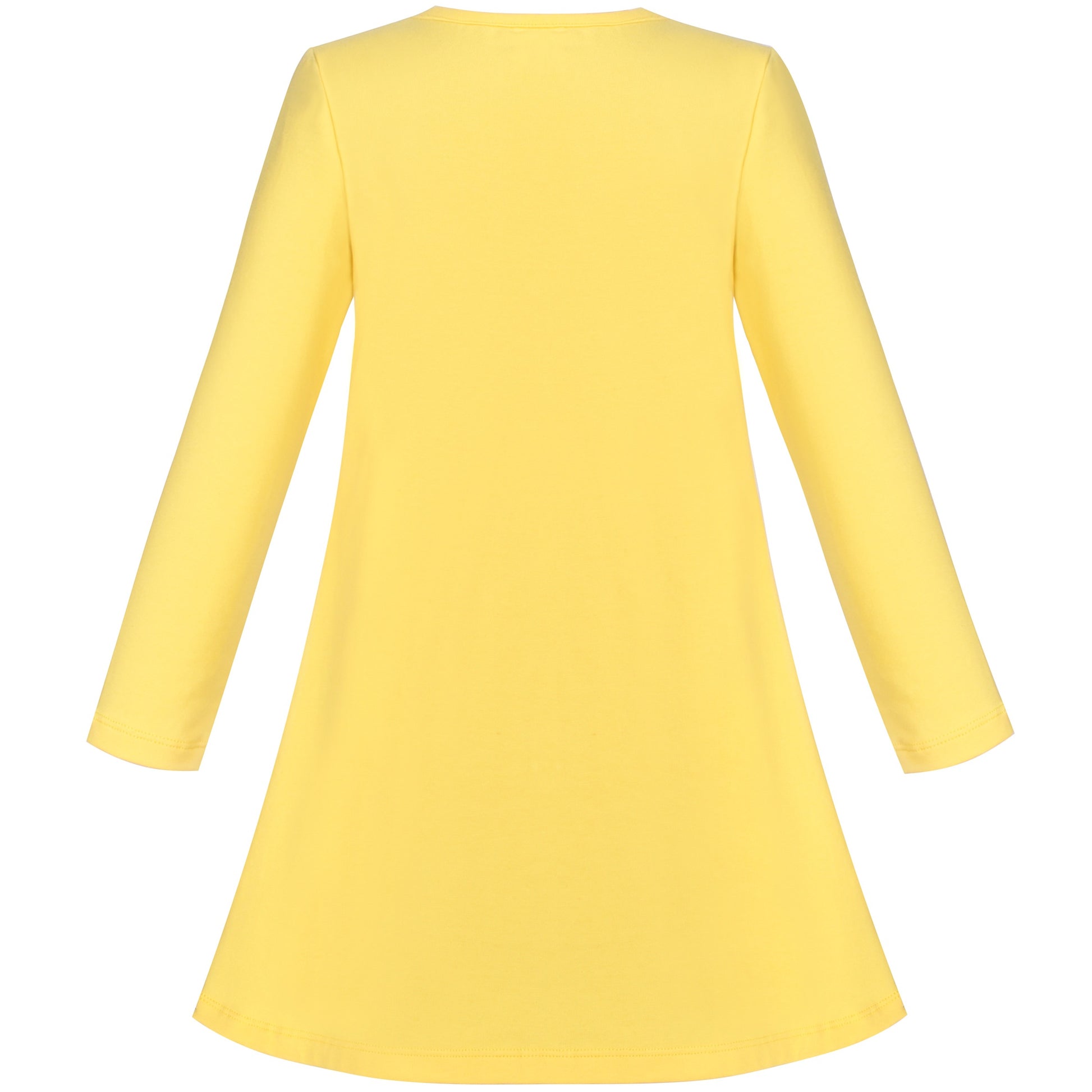 Girls Dress Christmas Santa Pink Cotton Long Sleeve Yellow