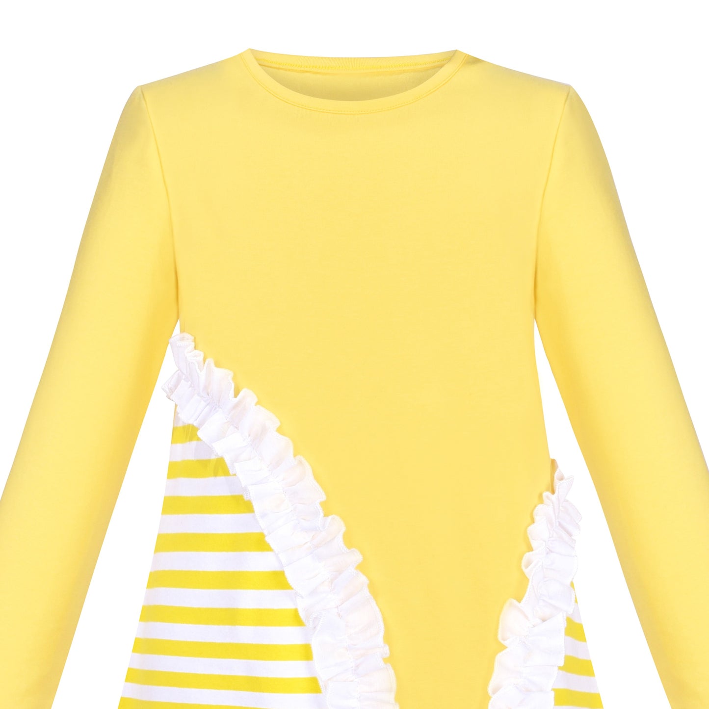 Girls Dress Christmas Santa Pink Cotton Long Sleeve Yellow