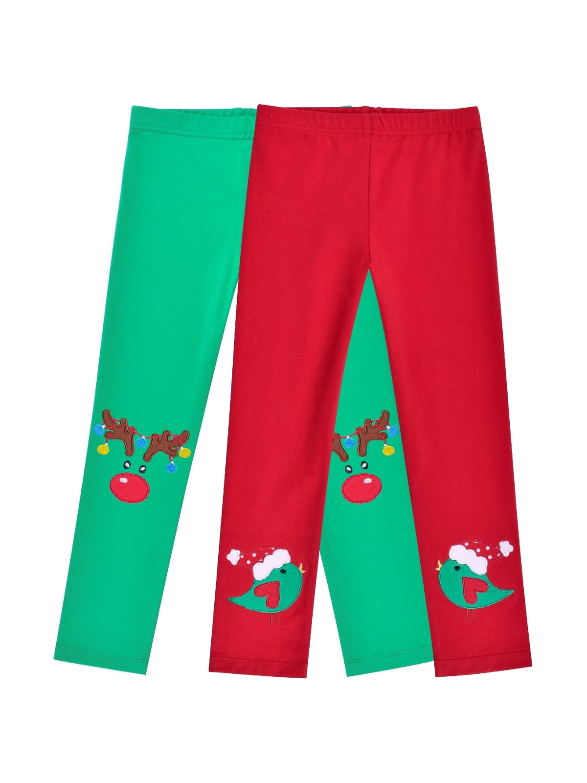 Girls Pants 3-Pack Cotton Leggings Stretchy Toddler Kids Red