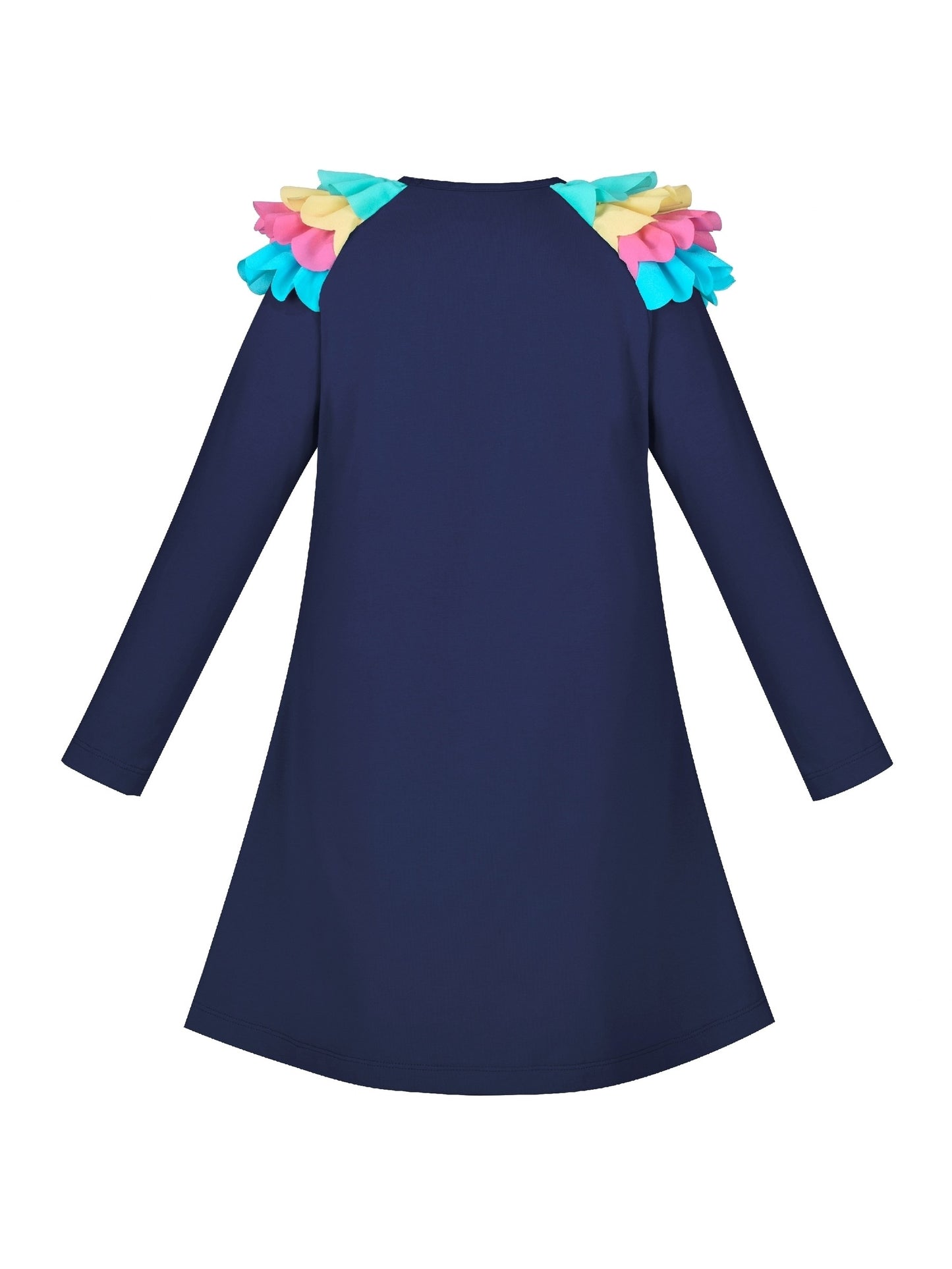 Girls Dress Christmas Santa Pink Cotton Long Sleeve Blue