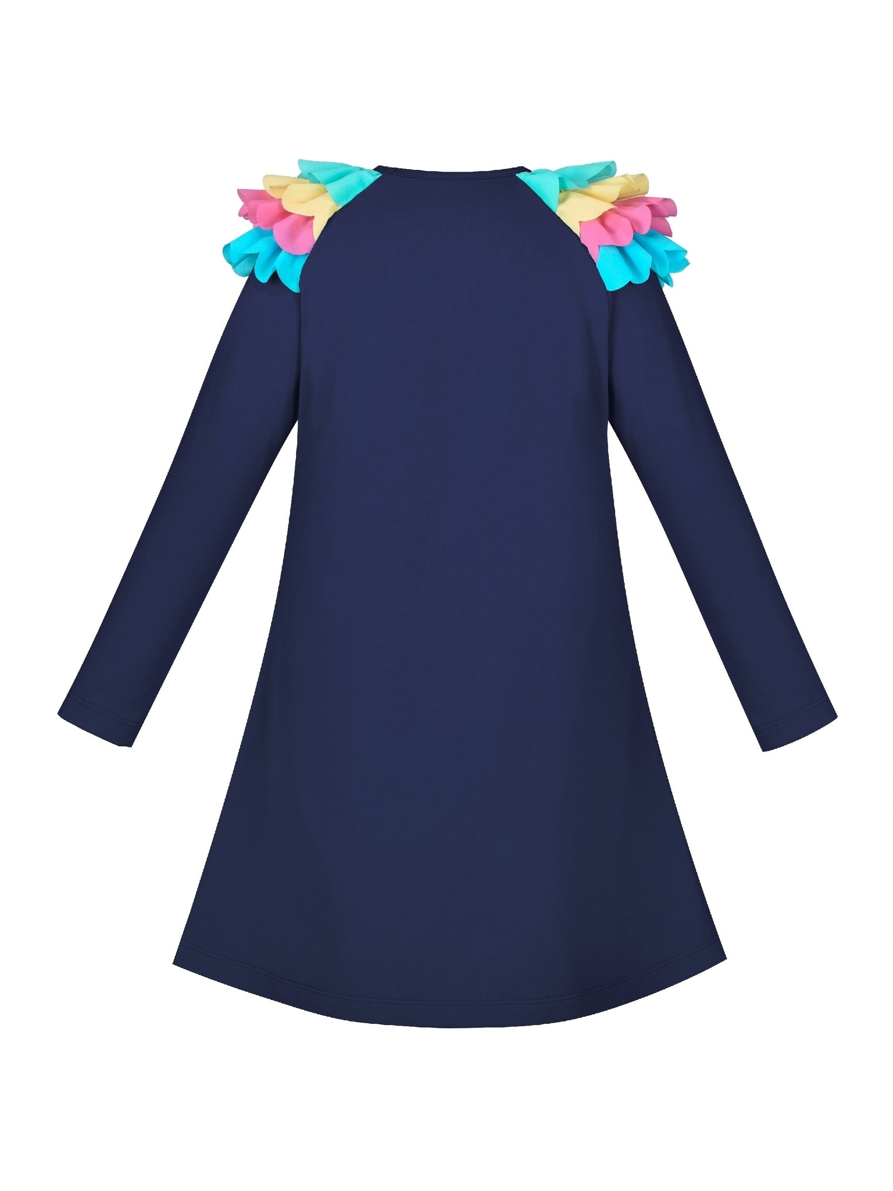 Girls Dress Christmas Santa Pink Cotton Long Sleeve Blue