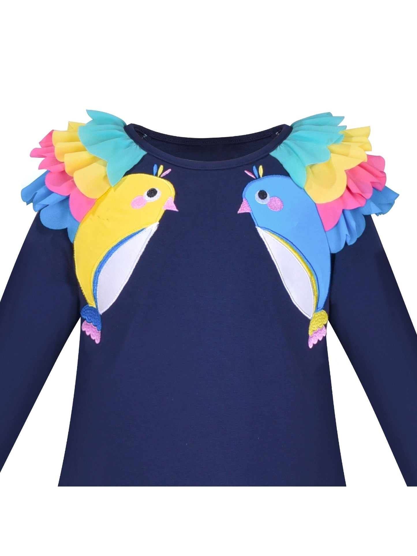 Girls Dress Christmas Santa Pink Cotton Long Sleeve Blue