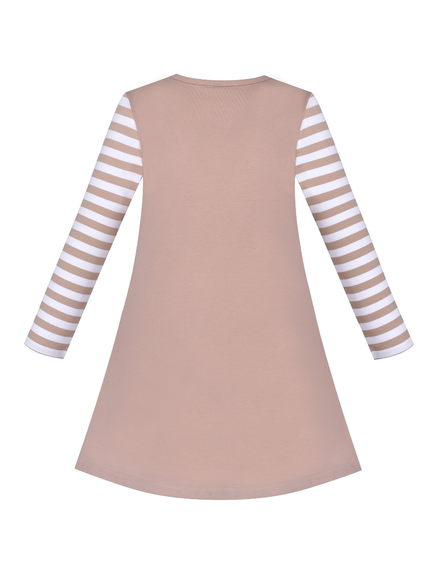 Girls Dress Christmas Santa Pink Cotton Long Sleeve Brown