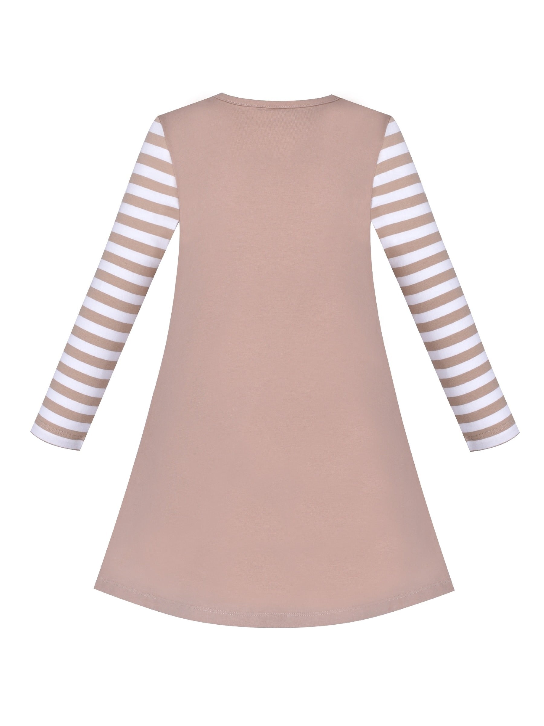 Girls Dress Christmas Santa Pink Cotton Long Sleeve Brown