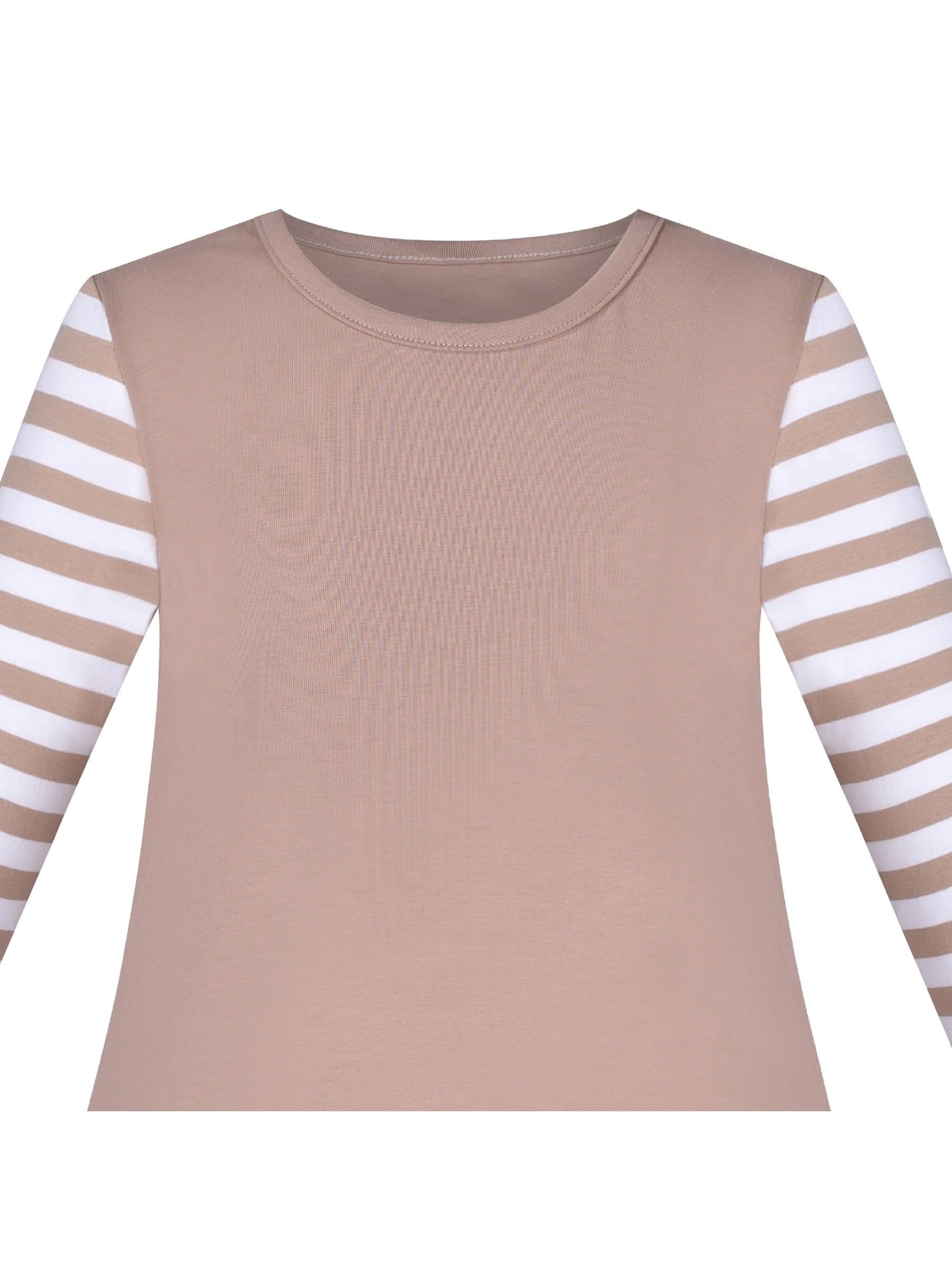 Girls Dress Christmas Santa Pink Cotton Long Sleeve Brown